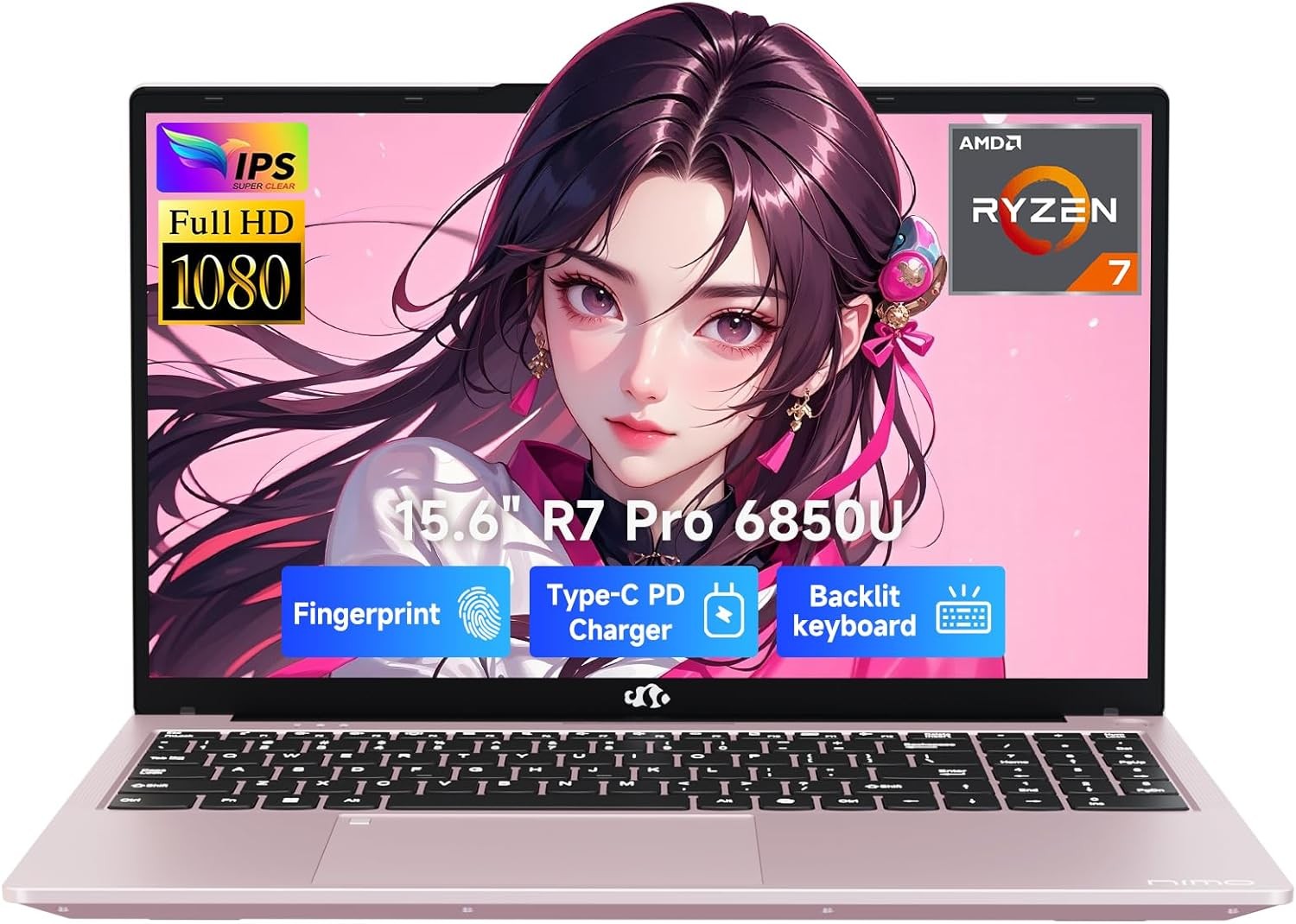 NIMO 15.6″ Gaming Laptop, AMD Ryzen 7 Pro 6850U 32GB RAM 1TB SSD (Beat i7-1360P)