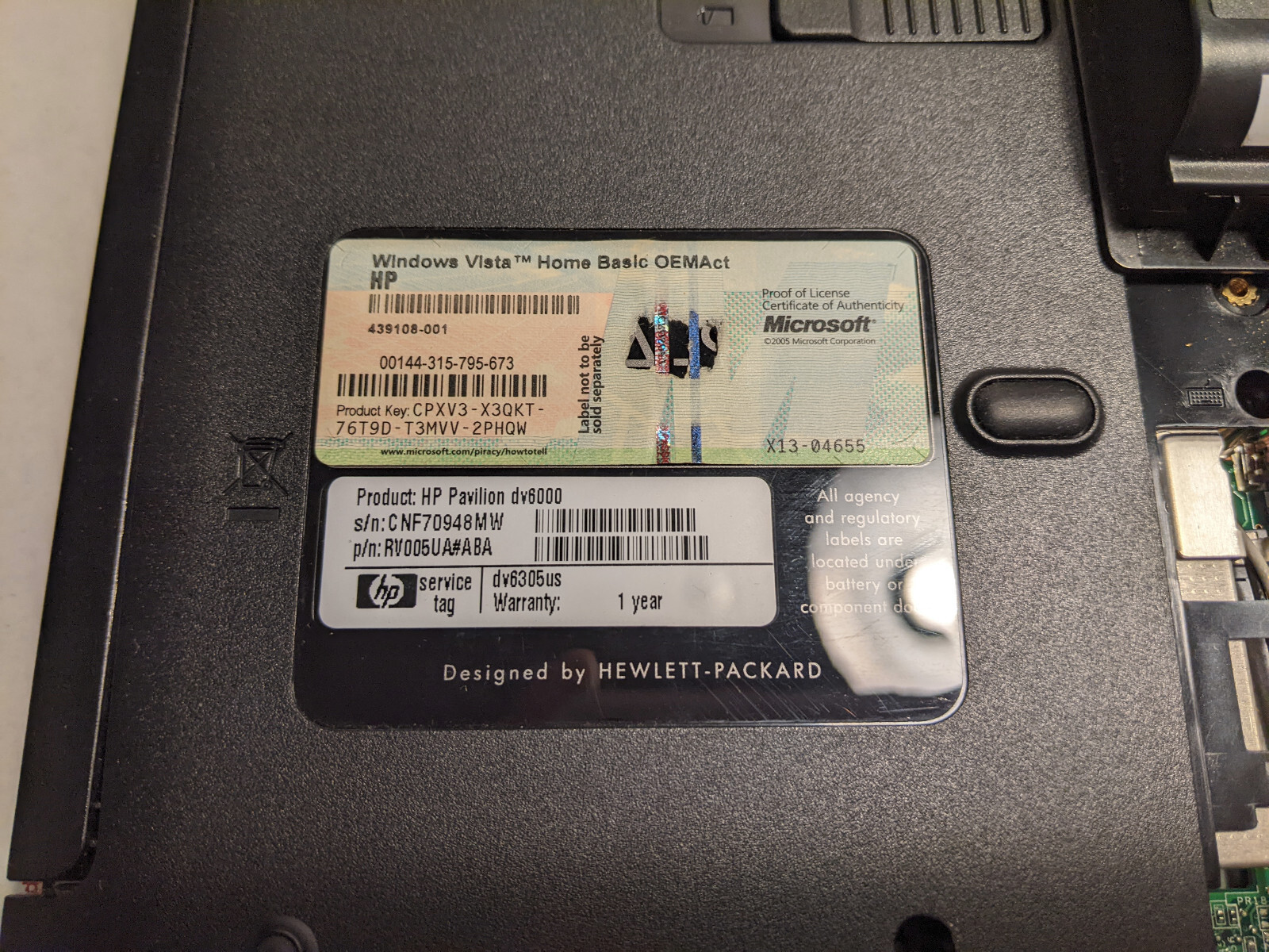 HP Pavilion 15.4 Dv6000 (Dv6305us) Laptop (AMD Turion 64 X2 TL-50 1.6Ghz)