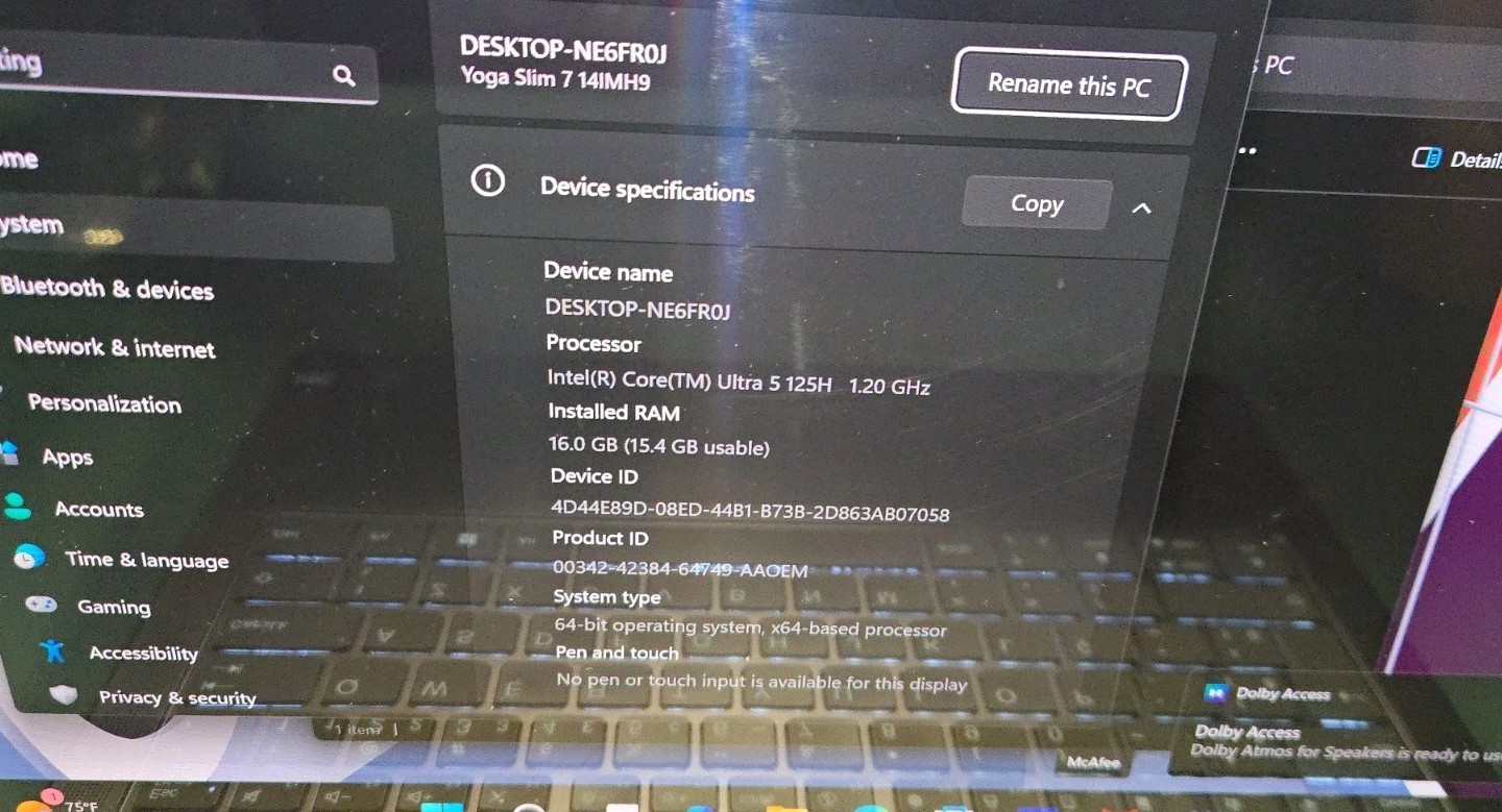 Lenovo Yoga Slim 7 14IMH9 U5 Core Ultra 5 Series 1 125H 512GB 16GB 1920 x 1200
