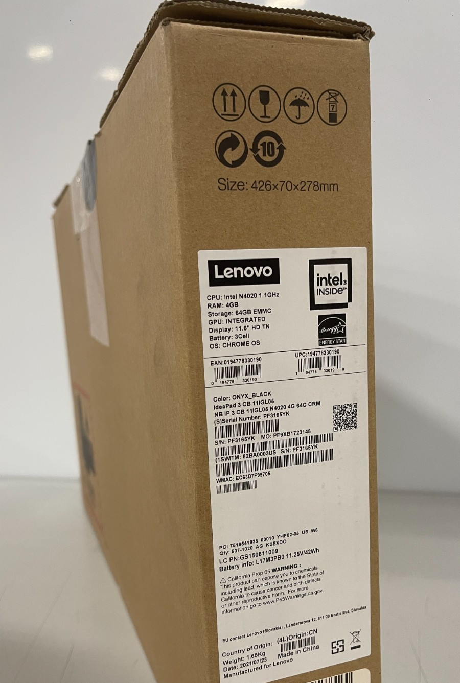 Lenovo Ideapad 3 82BA0003US 11.6 Inch Laptop – Intel Celeron N4020 – 1.1 GHz – 4