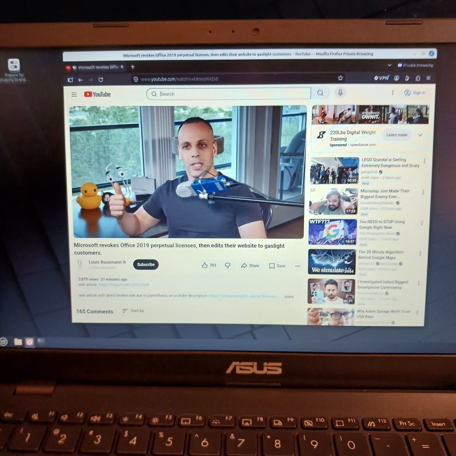 Asus L410m 180 Degree Laptop Celeron N4020 @ 1.10GHz 4g Ram 64g SSD Linux Mint