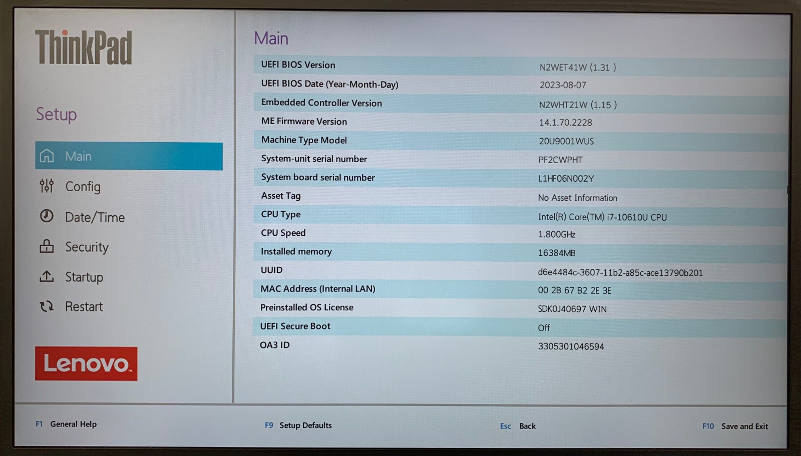 Lenovo ThinkPad X1 Carbon Gen 8 14″ i7-10610U 16GB RAM 512GB NVMe, Boots to BIOS