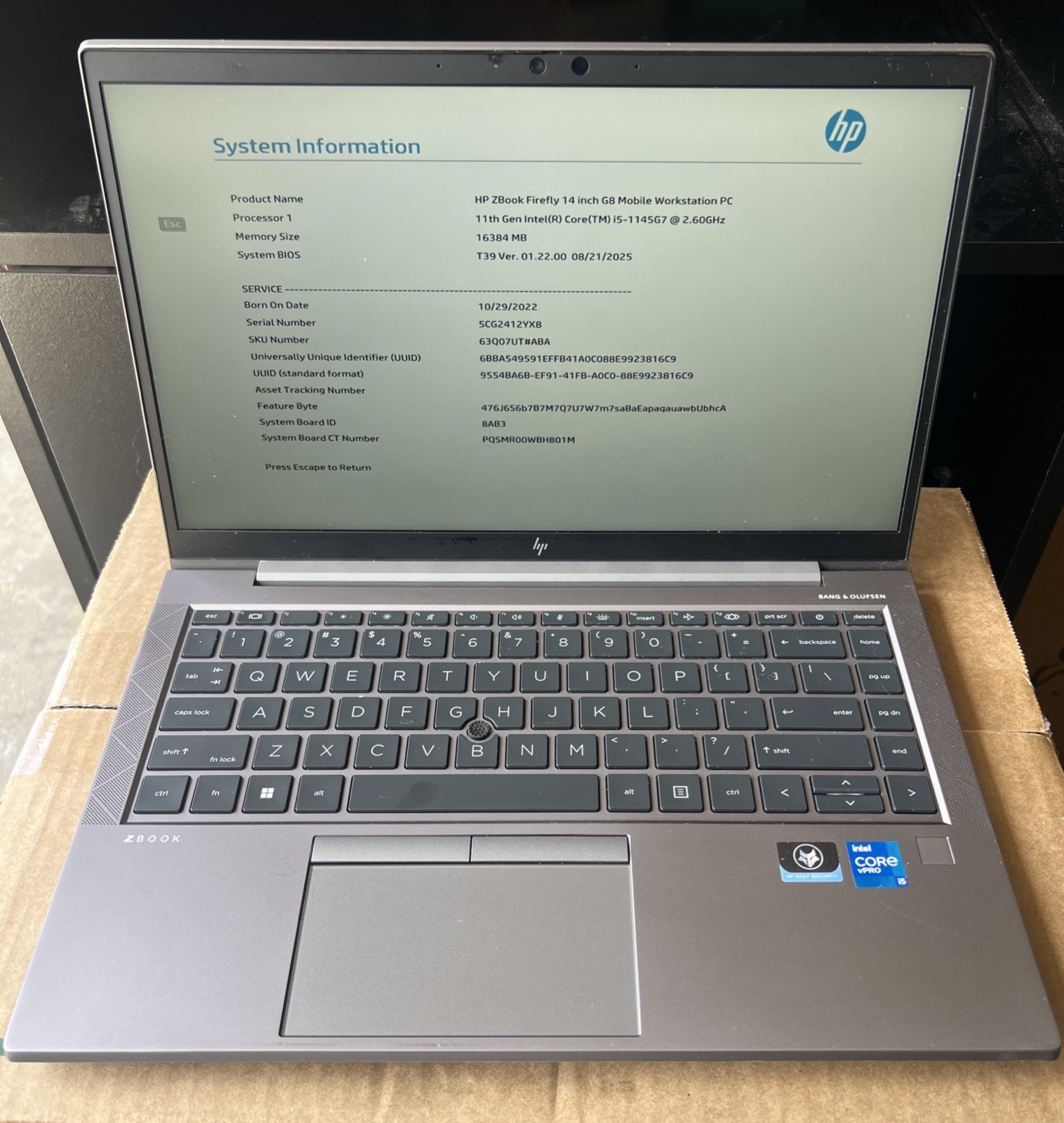 HP Zbook Firefly 14 G8 Core i5-1145G7 2.60GHz 16GB RAM 256GB SSD***No OS