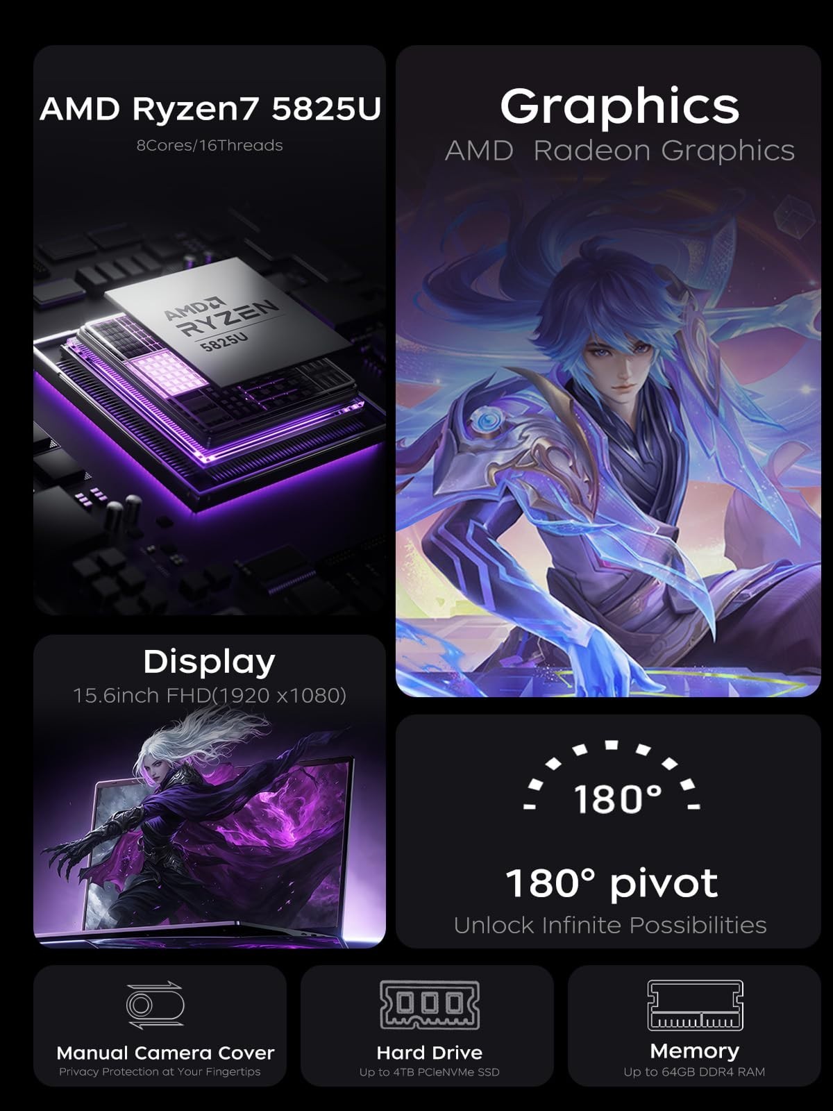 KAIGERR Gaming Laptop, 1TB NVMe SSD 16GB RAM Laptop Computer