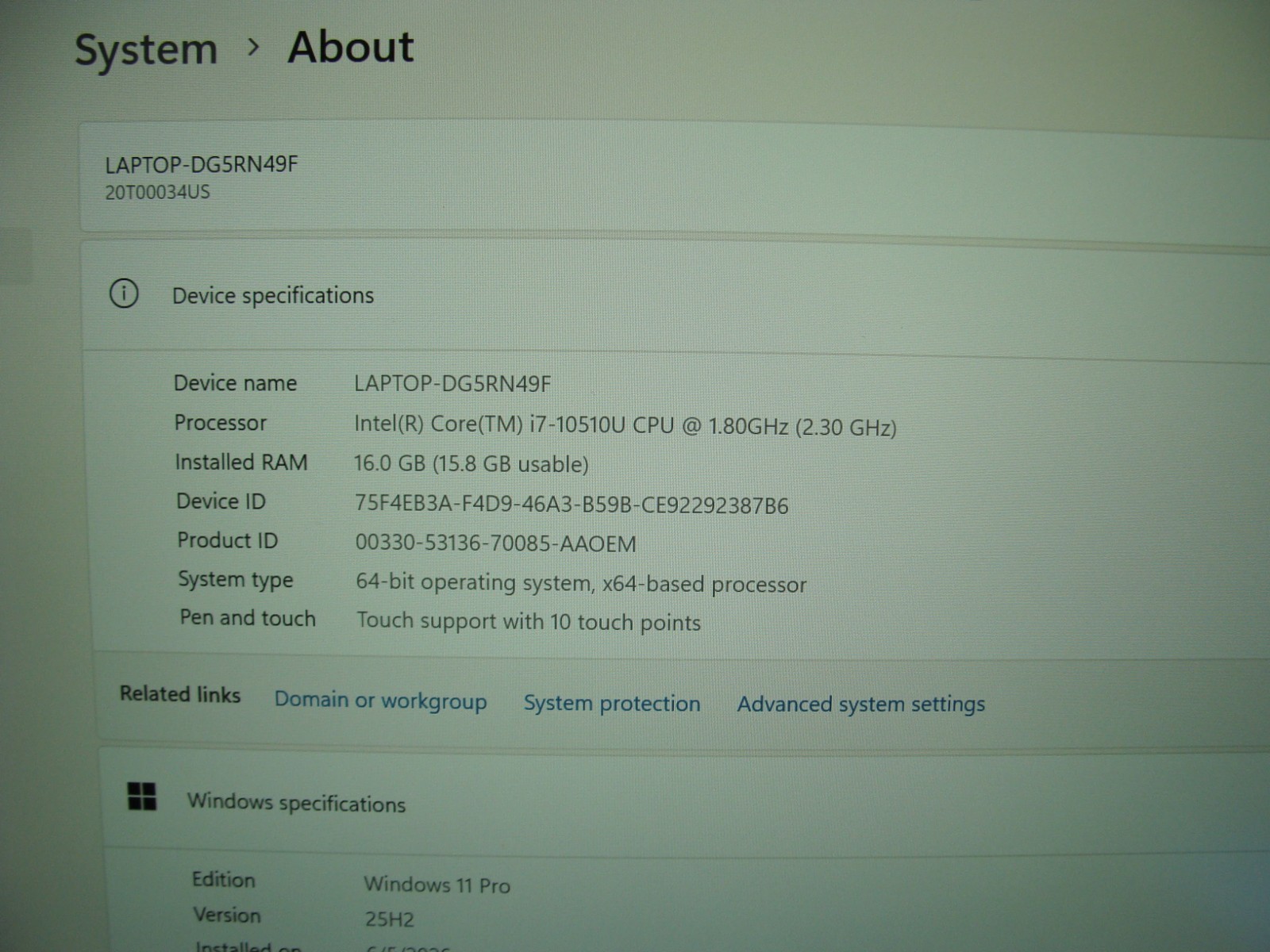 Lenovo ThinkPad T14s Gen 1 14″FHD TOUCH i7-10510U 1.8GHz 16GB 512GB W11P +PA 99%