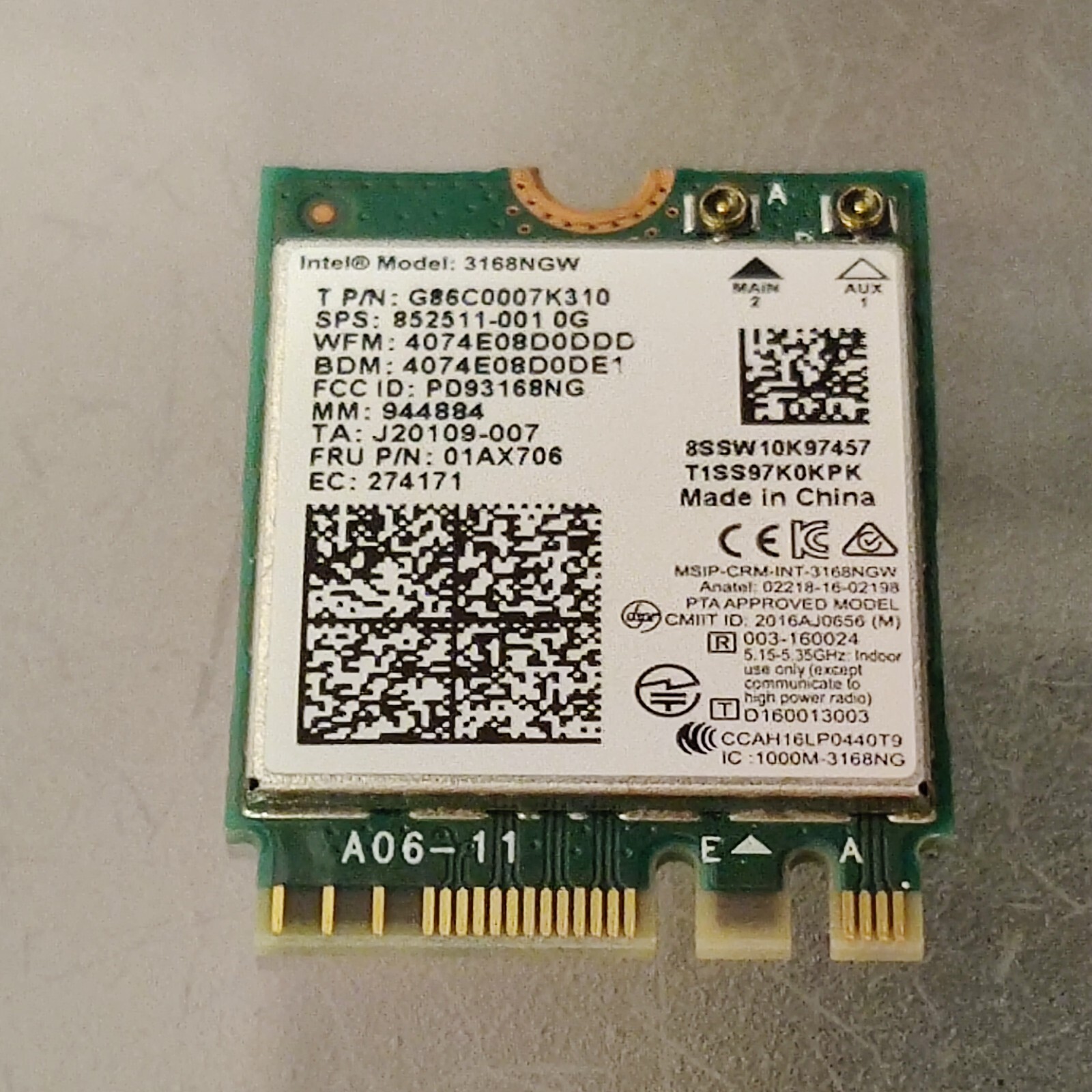 ACER A315-51 31 53 51 54 A515 WIFI CARD COMBO WIFI+BT DUAL G86C0007K310 NGFF