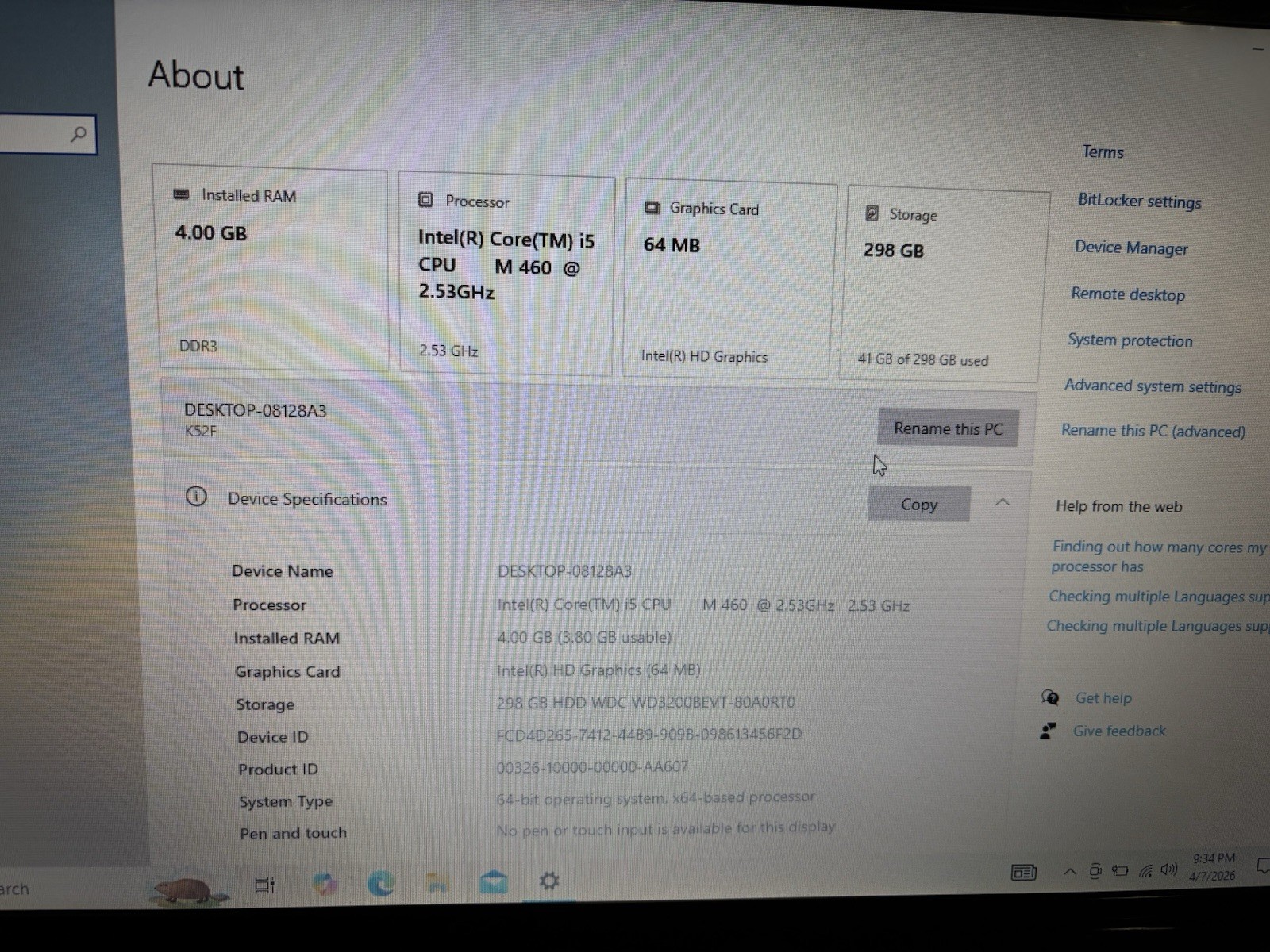 ASUS A52F – Fresh W10 320GB HDD Intel i5 M460 2.53 4GB RAM With Charger Read
