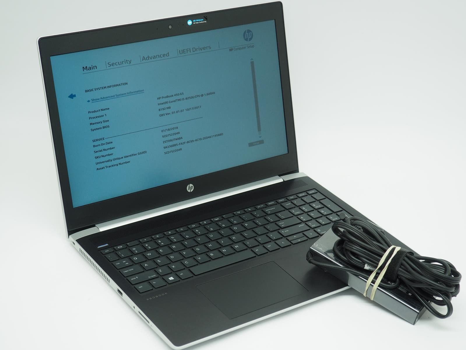 HP PROBOOK 450 G5 15.6″ Intel Core i5-8265u 1.60GHz 8GB RAM 256GB SSD