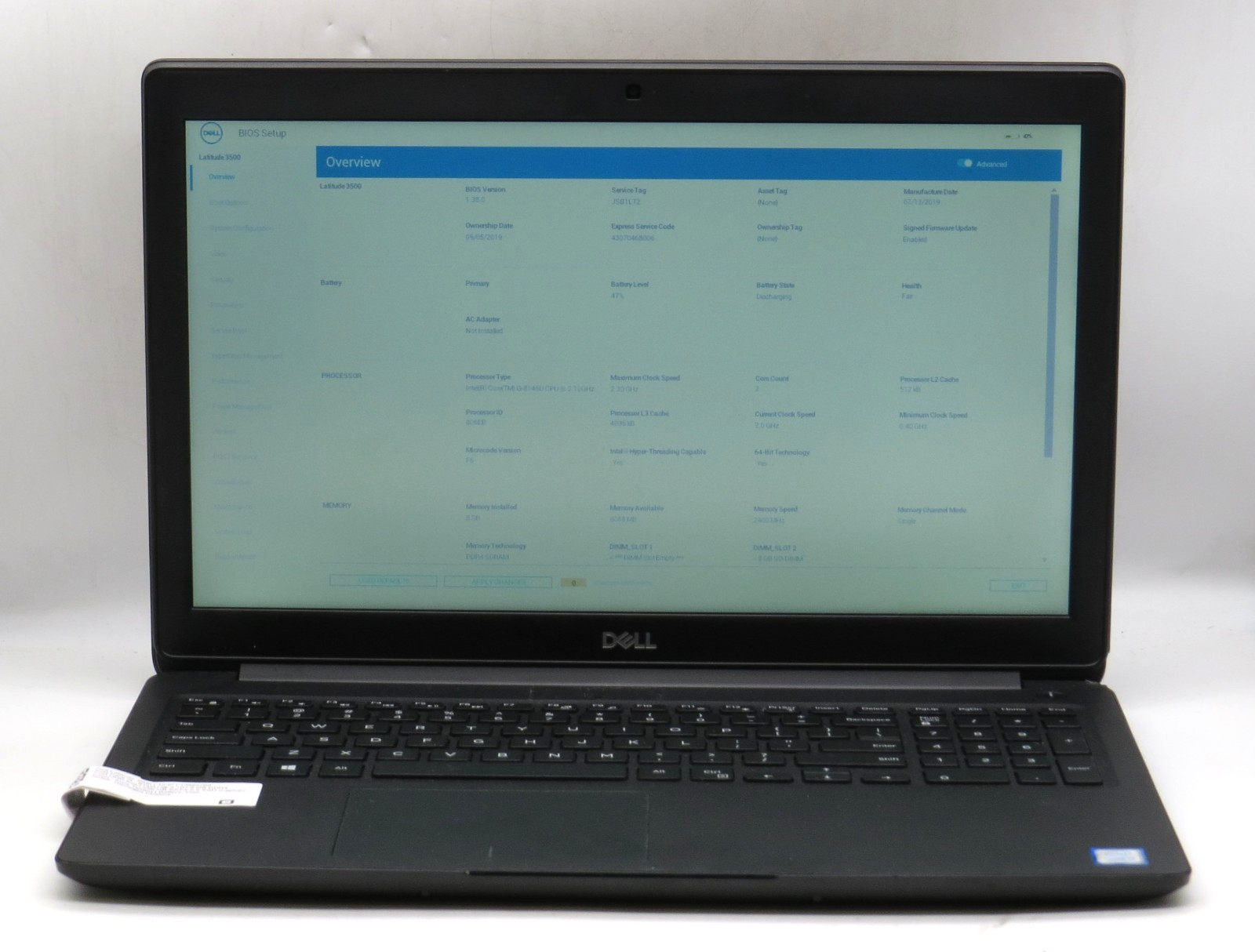 Dell Latitude 3500 | i3-8145U @ 2.10 | 8GB DDR4 | 256GB SSD | No OS w/AC