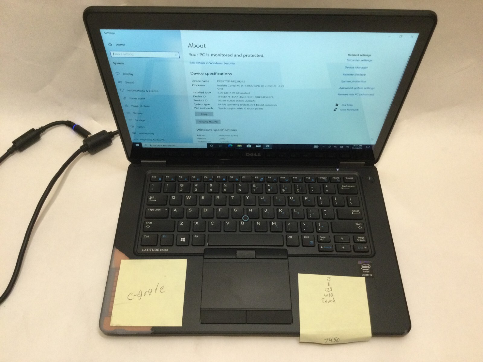 Dell Latitude E7450 / Intel Core i5-5300U / Windows 10 Pro / C-GRADE W/ ADAPTER!