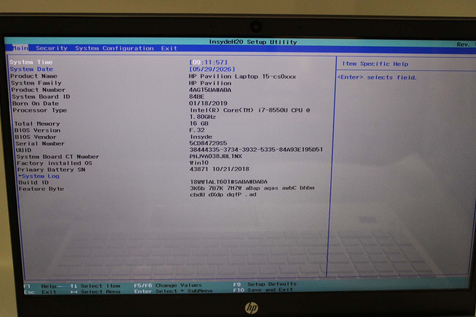 HP Pavilion 15-cs0064st i7-8550U @ 1.8 GHz 16GB RAM 500GB SSD W11H