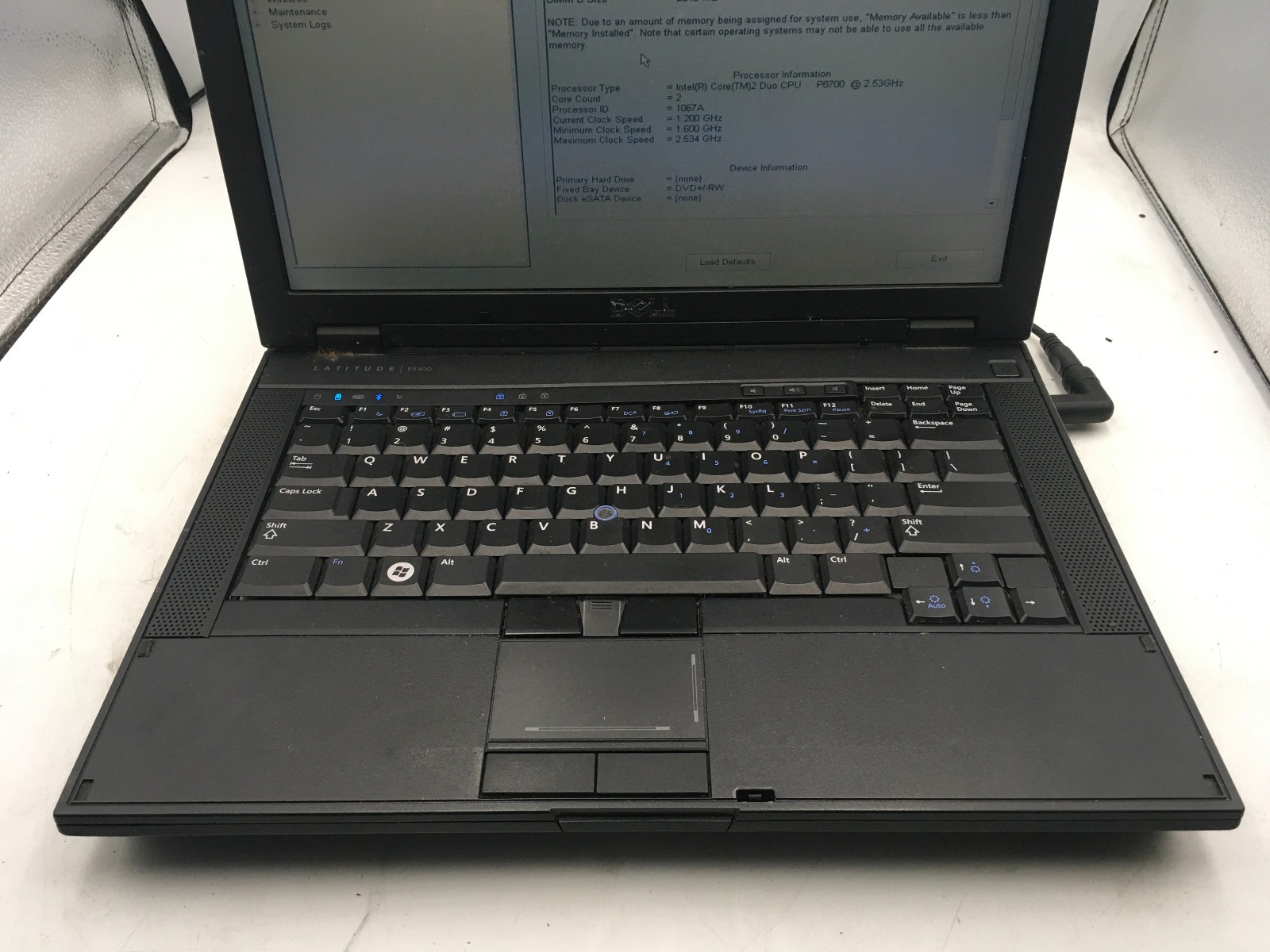 DELL LATITUDE E5400 – BOOTS TO BIOS – INTEL CORE 2 DUO P8700 – 4GB RAM -READ- BB