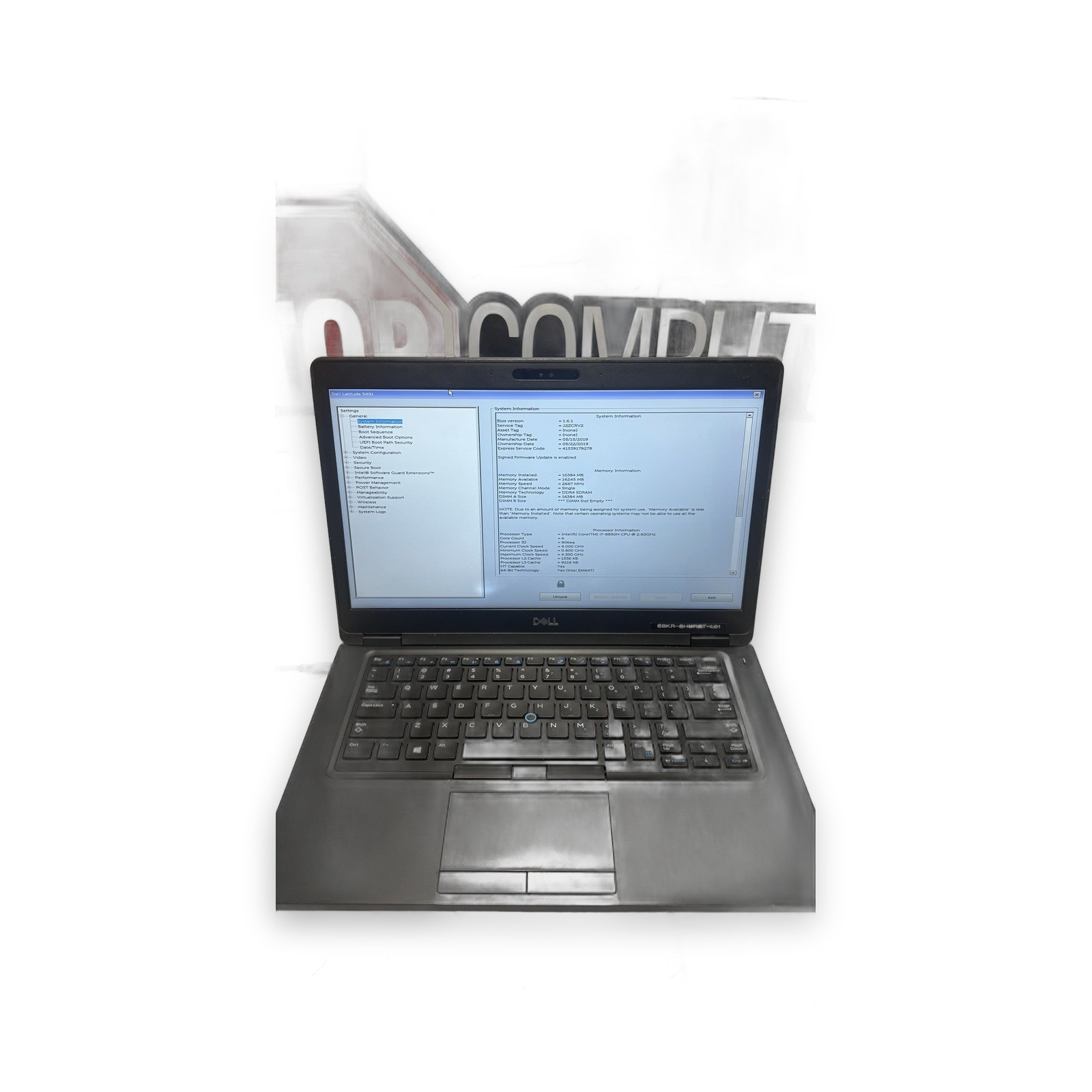 Dell Latitude 5491 i7-8850H 6-Core 16GB DDR4 14in Laptop – No Battery