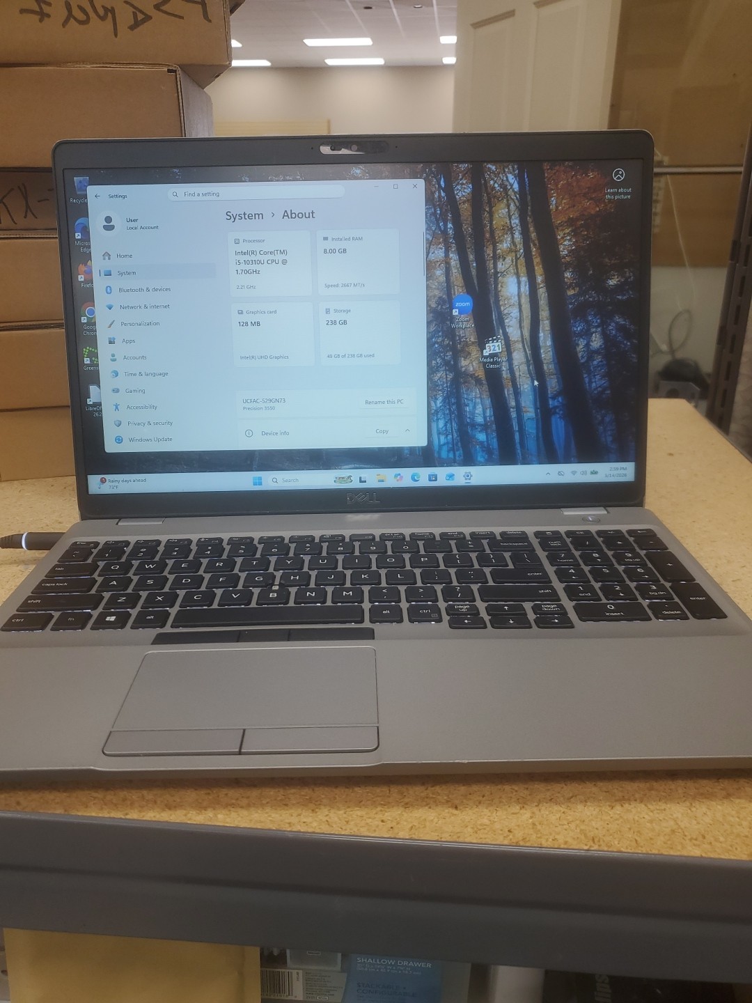 Dell Precision 3550 Laptop – i5-10310U 8GB 256GB SSD 15.6″ 051426-7