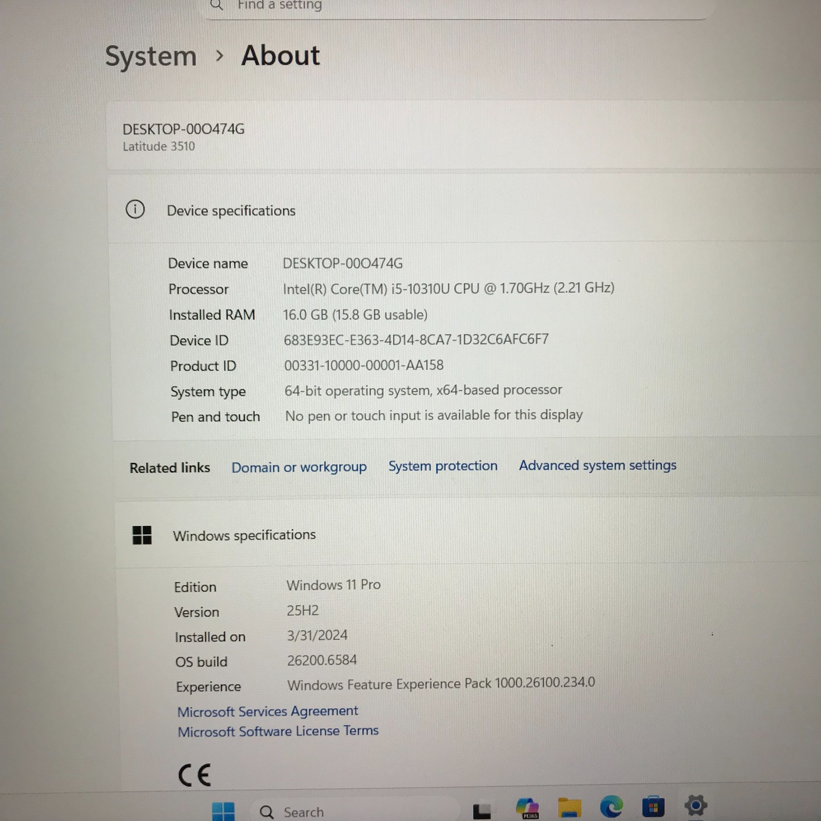 Dell Latitude 3510 Laptop i5-10310U 1.70GHz 16GB RAM 512GB SSD (Windows 11 Pro)