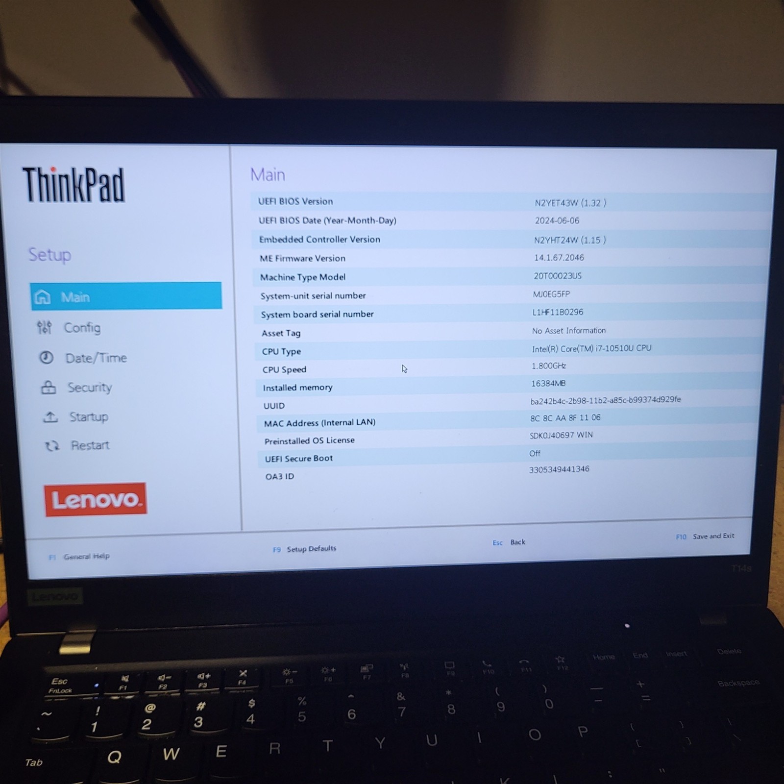 Scratched LCD Lenovo ThinkPad T14s Gen 1 Intel i7-10510U 1.8GHz 16GB 256GB SSD