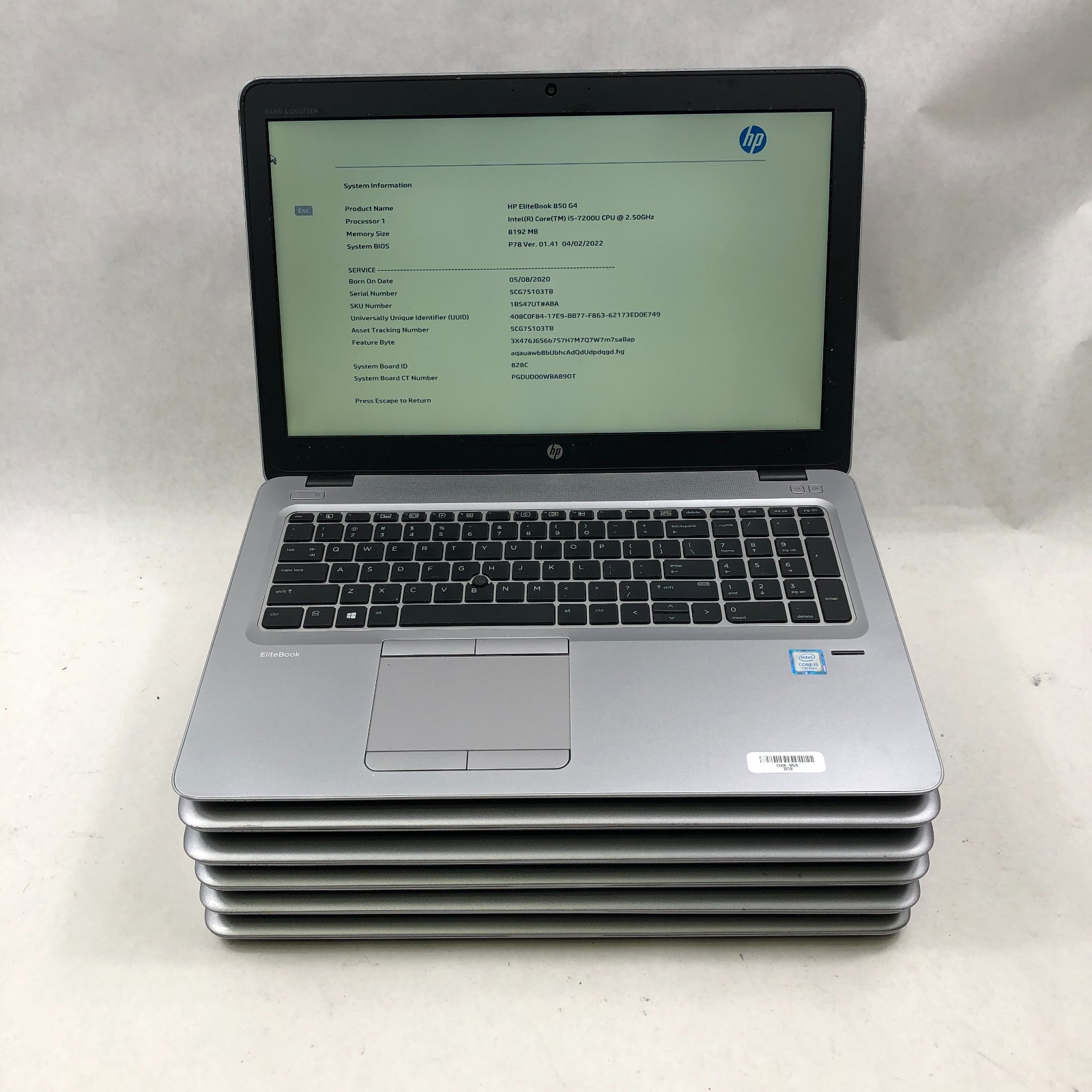 Lot of 6 HP EliteBook 850 G3/G4 Intel Core i5/i7 6th/7th Gen Mixed Specs READ