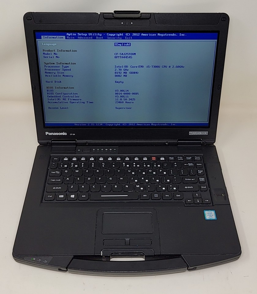 PANASONIC CF-54-3 Rugged Laptop Core I5-7300U 8GB SEE NOTES