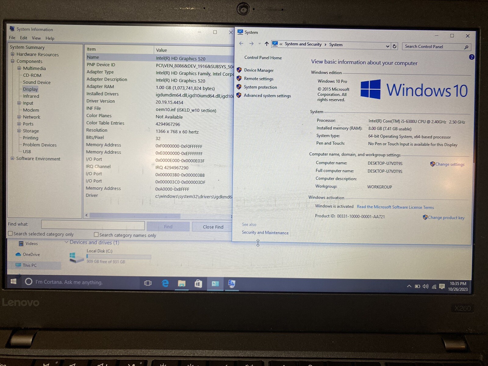Lenovo ThinkPad X260/ i5 6300u 2.40Ghz/ 8GB RAM/ 1TBSSD/ 12.5″ HD HDMI Win10 Pro