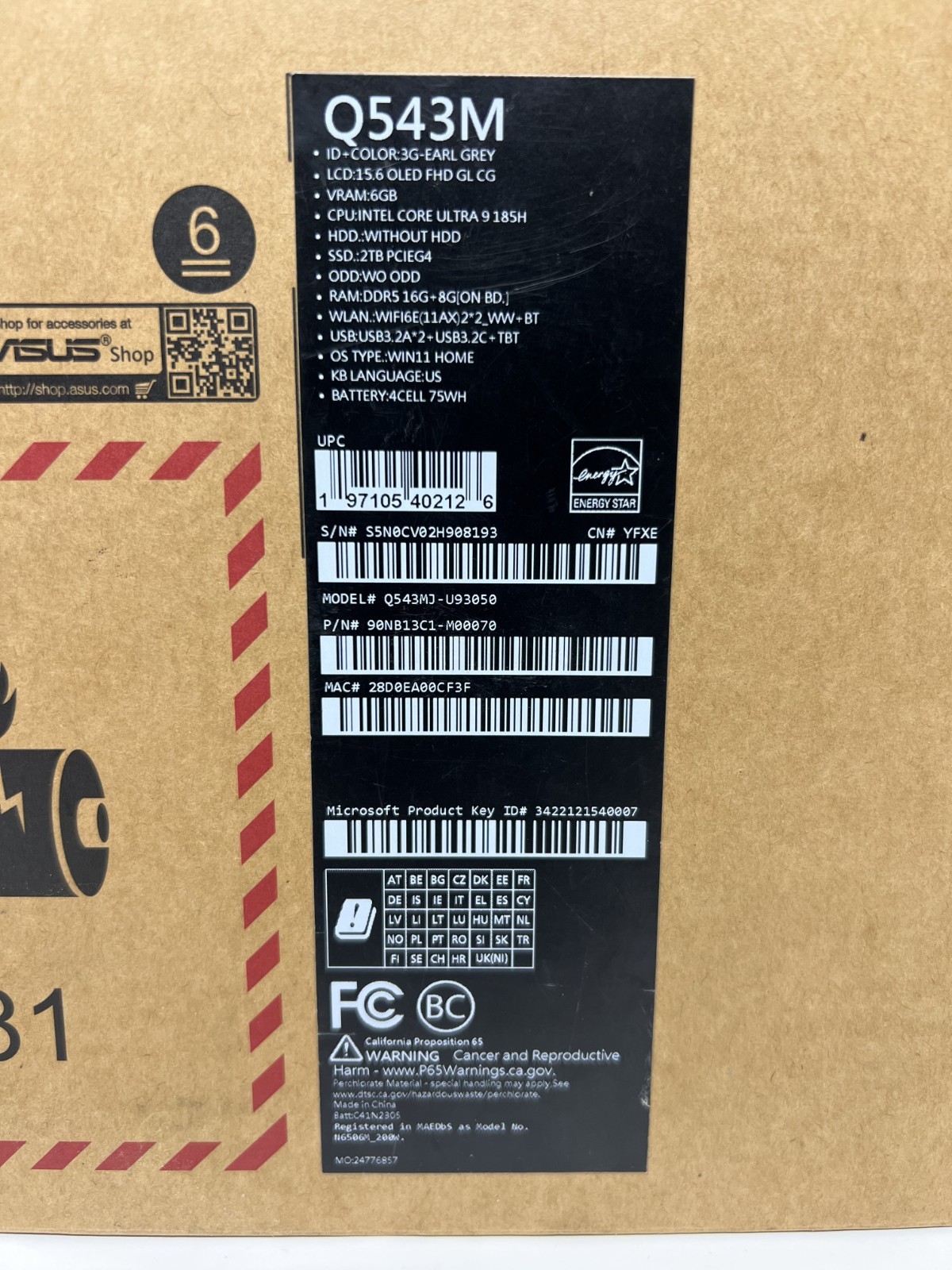 ASUS Vivobook Pro 15 Q543M Ultra 9 185H 24GB 2TB RTX 3050 OLED Dents