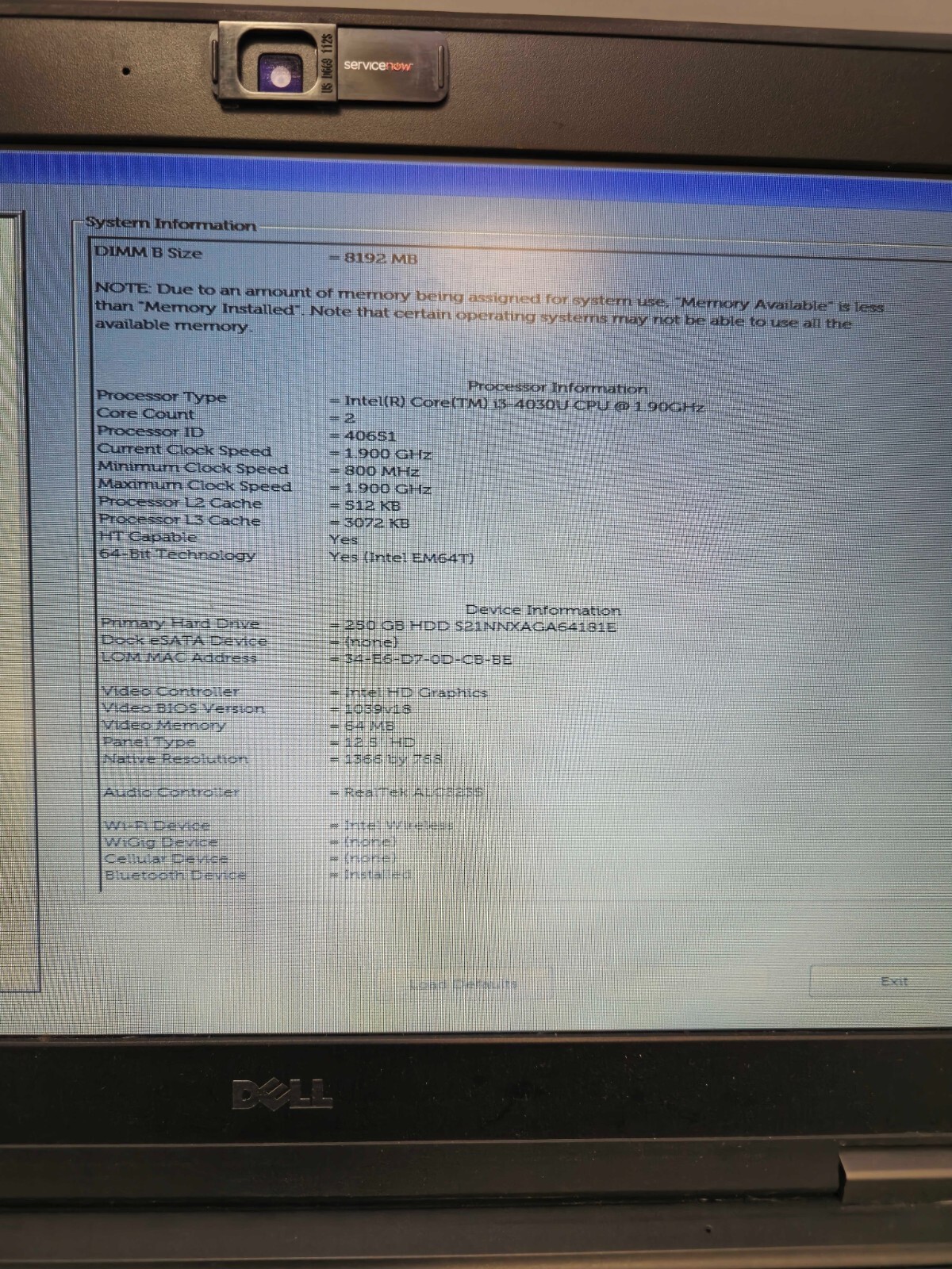DELL LATITUDE E5250 CORE i3-4030U 1.90GHZ 16GB RAM 250 GB SSD, TESTED