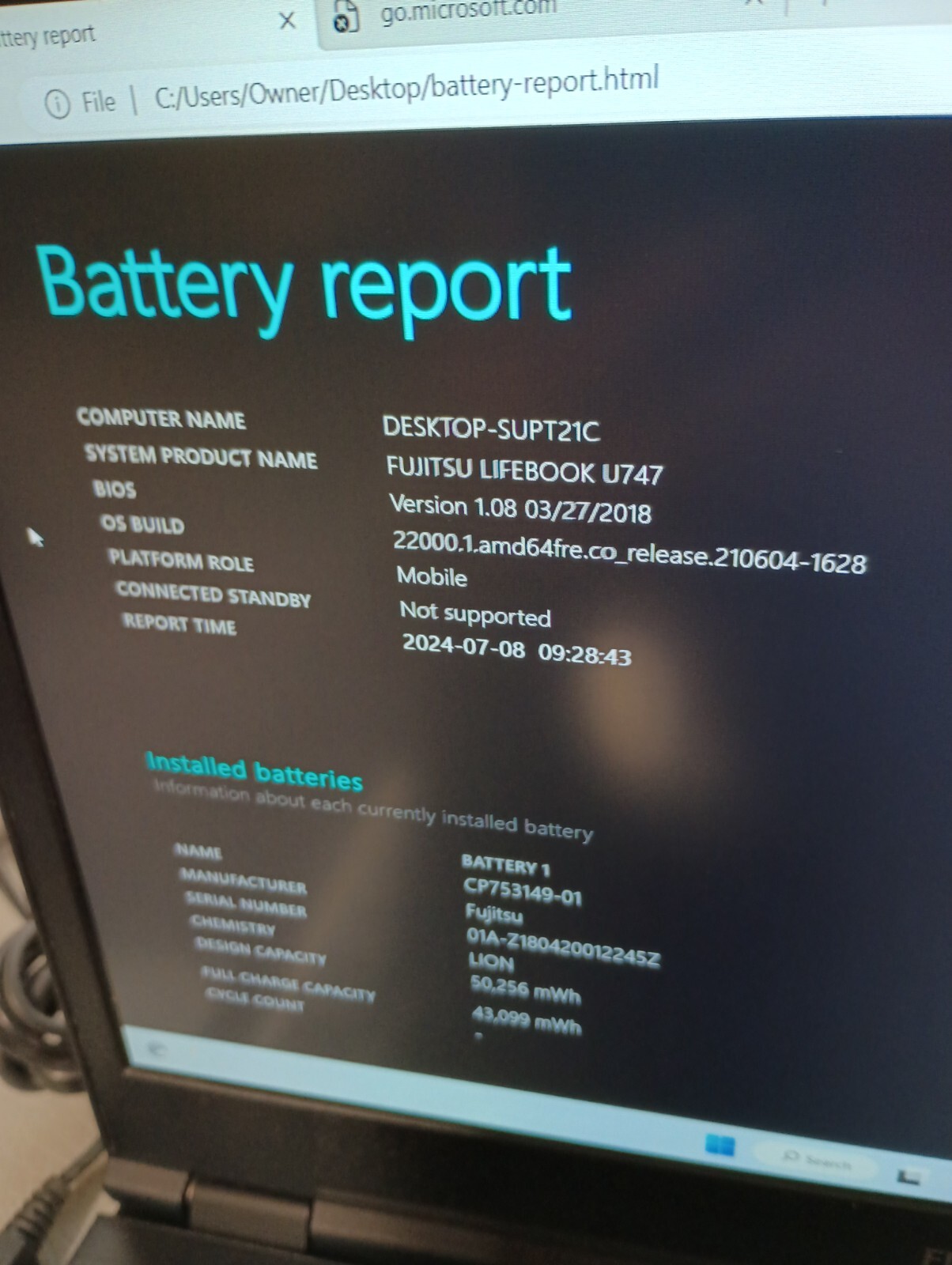 7081 LifeBook U747 w/genuine Fujitsu Charger!! i5 6th gen.8GB.256GB M.2.14″ FHD.
