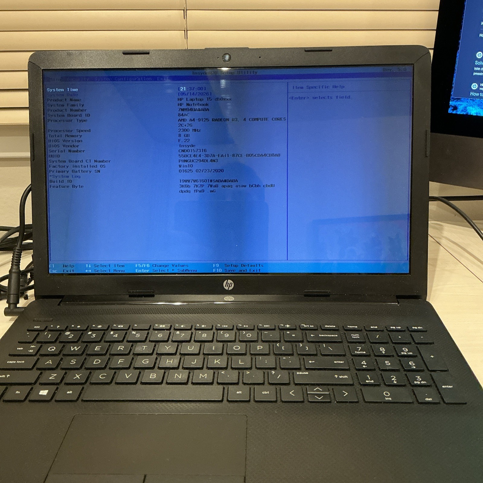 HP Notebook 15-db0xxx 14″ AMD A4-9125 8G RAM 256GB SSD Radeon R3 – Windows 10
