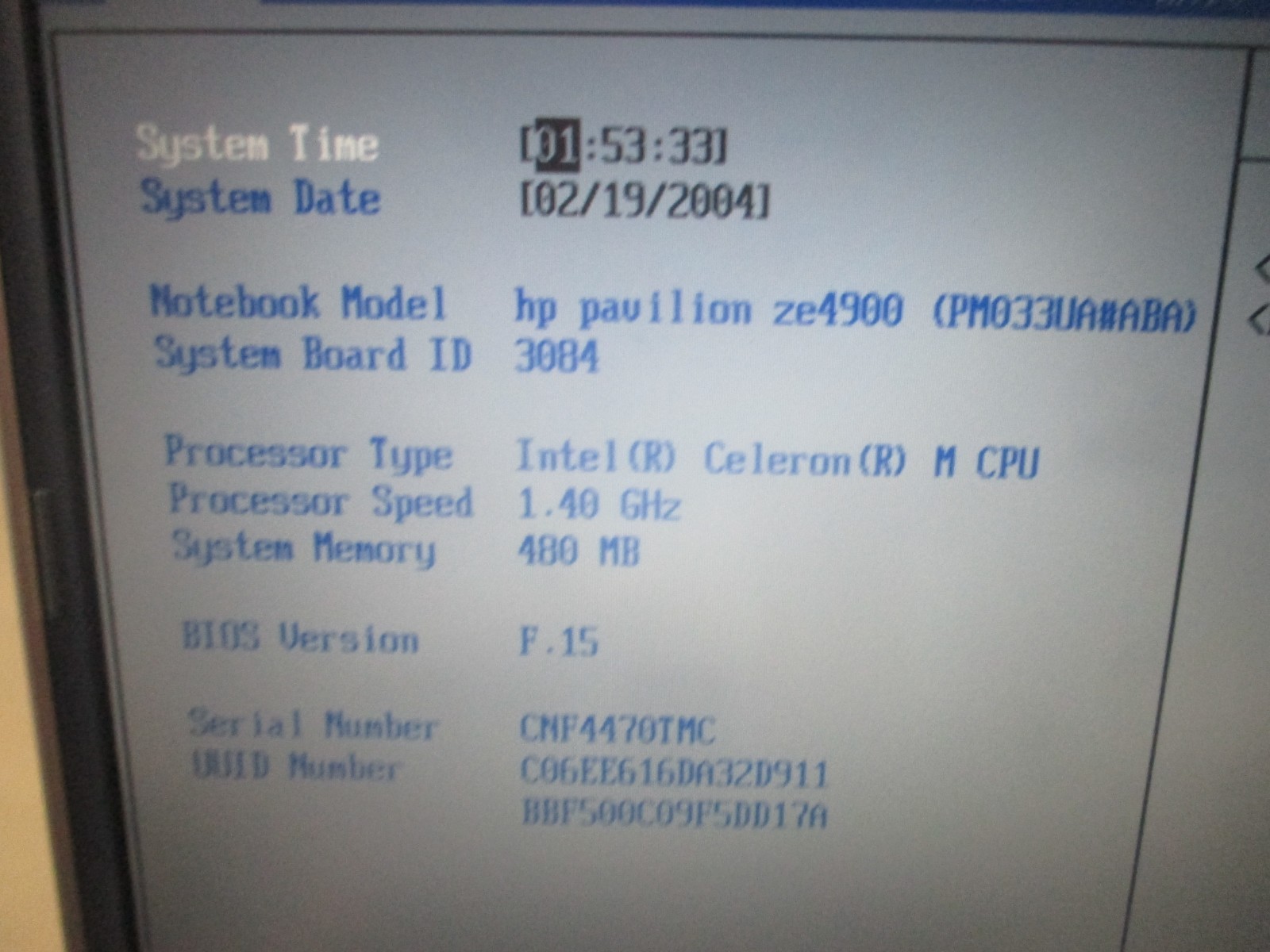 Vintage HP Pavilion Ze4900 1.4Ghz , 480GB ram, DVD, NO HDD, battery, AS IS