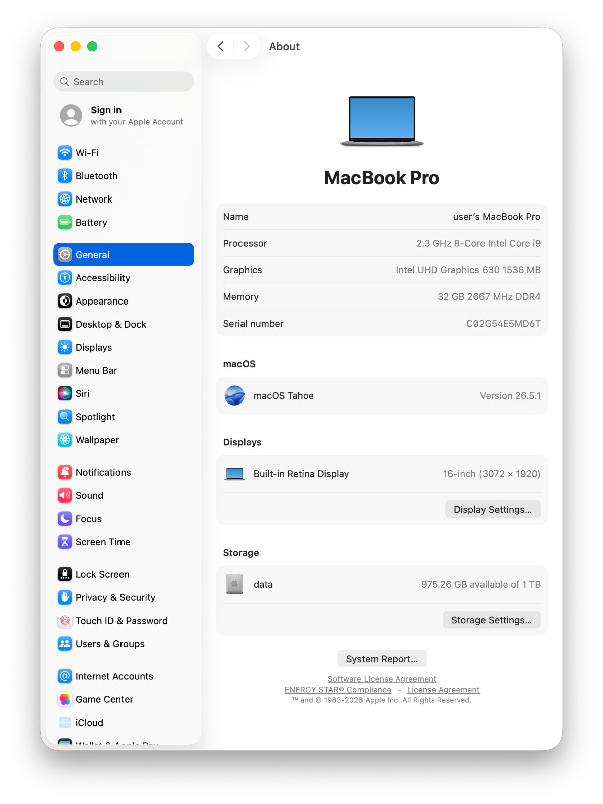 Apple MacBook Pro A2141 16″ AMD Radeon Pro 5500M 2.3GHz Intel i9-9880H 32GB 1TB