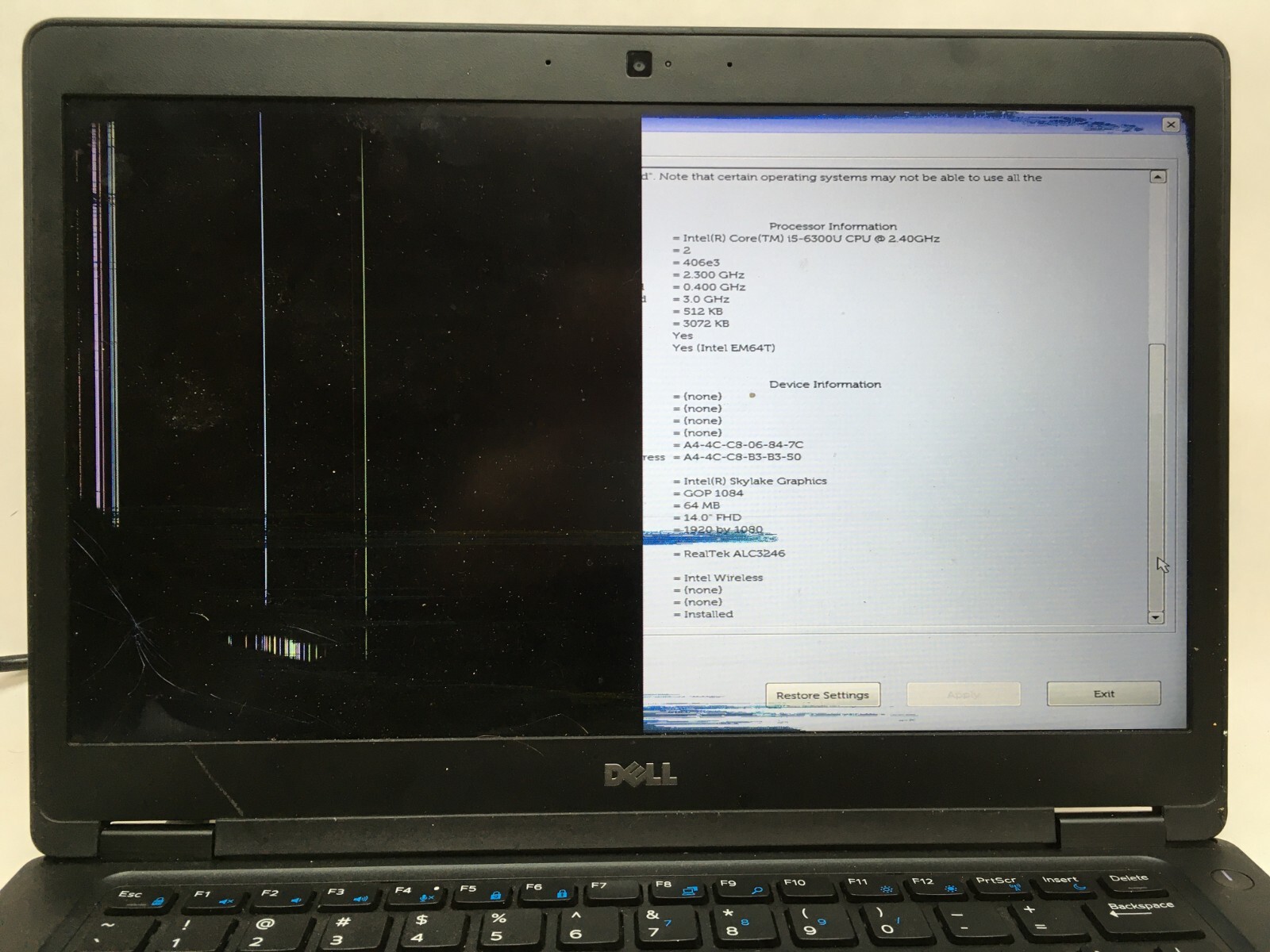 Dell Latitude 5480 Laptop 14″ Intel Core i5 6th Gen READ DESCRIPTION -AA