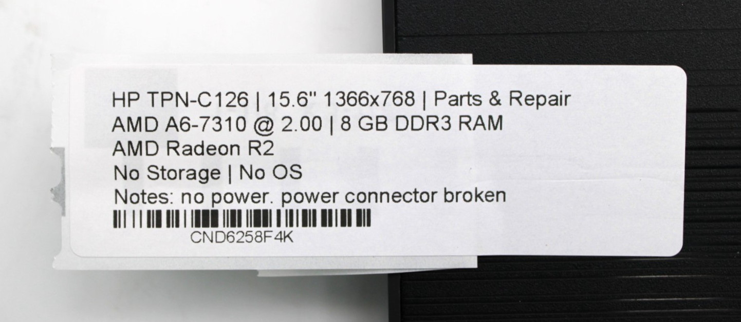 HP TPN-C126 AMD A6-7310@2.00GHz 8GB DDR3 NO STORAGE OR OS *PARTS/REPAIR*