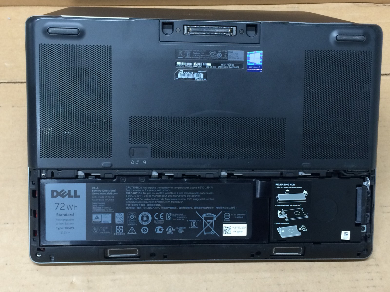 DELL Precision 7520 15.6″ i7-7700HQ 2.80 GHz 16 GB 256 NVME No battery Cover