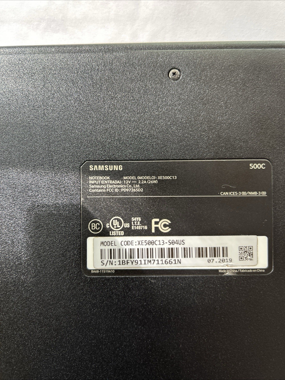 Samsung Chromebook 3 XE500C13-K02US PC Only-NoCharger