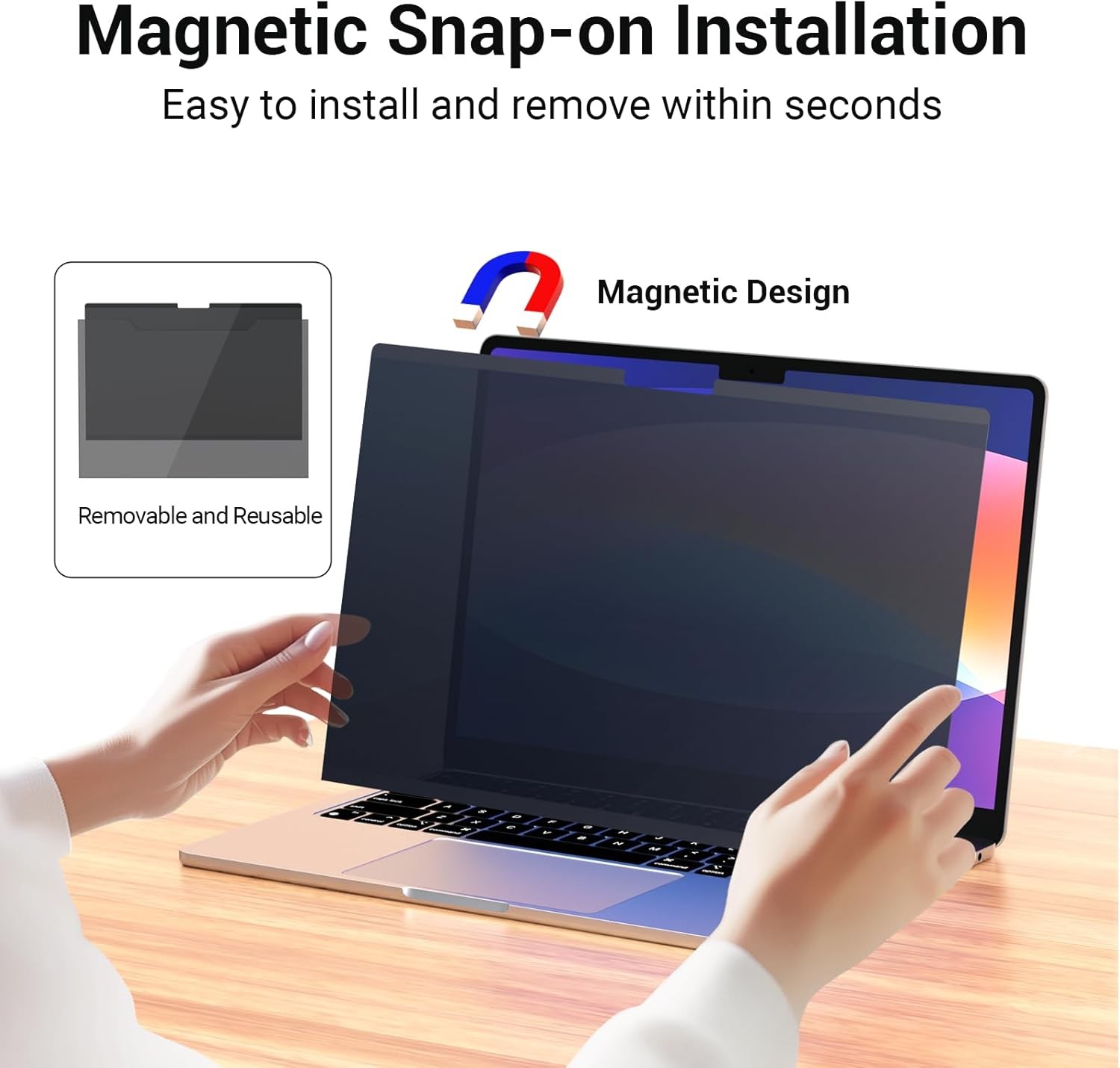 Strong Magnetic Privacy Screen Compatible with MacBook Air 13.6/13 Inch 2022-202