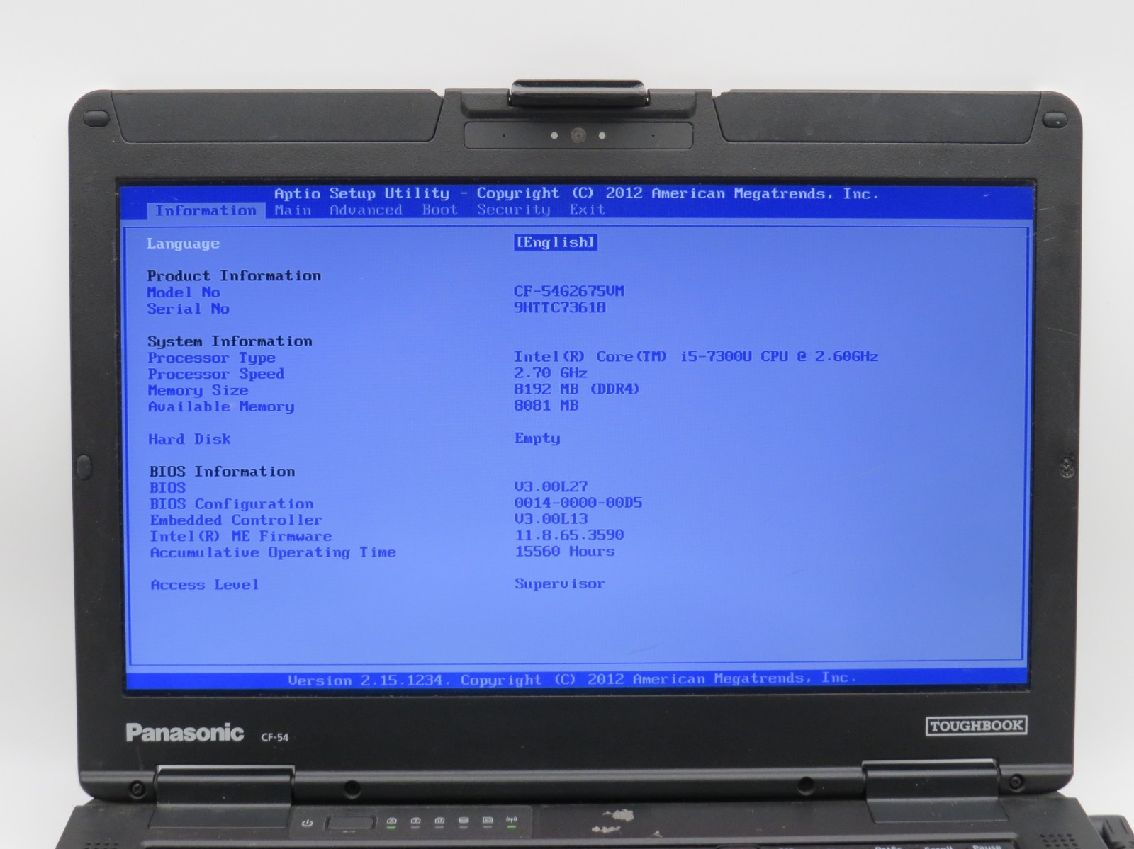 Toughbook CF-54 MK3 | i5-7300U @ 2.6GHz | 8GB DDR4 | 14″ | No HDD/OS/AC *READ*
