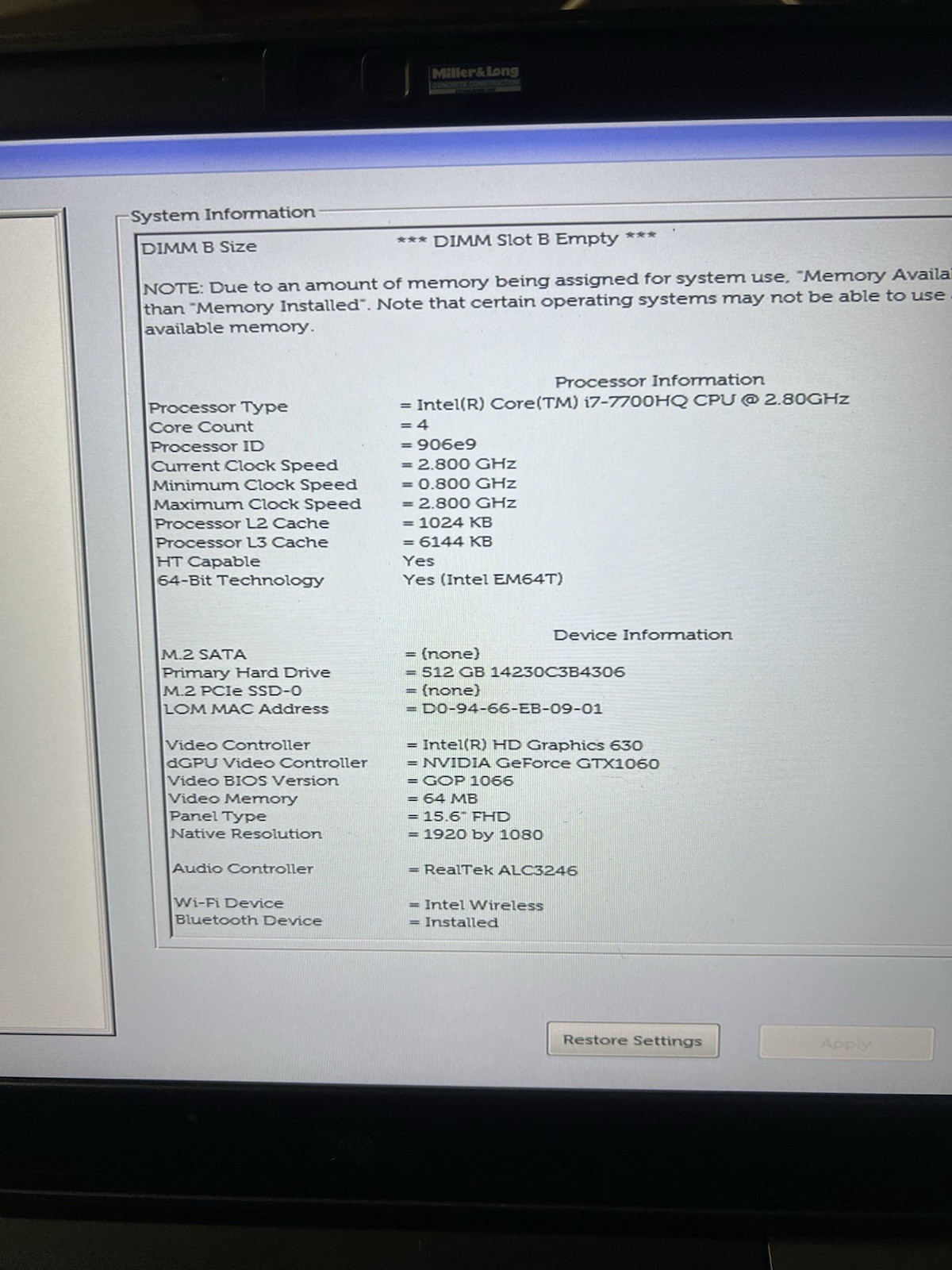 Dell Inspiron 15 7577 Gaming Laptop i7-7700HQ 512GB SSD 16GB GTX Win10