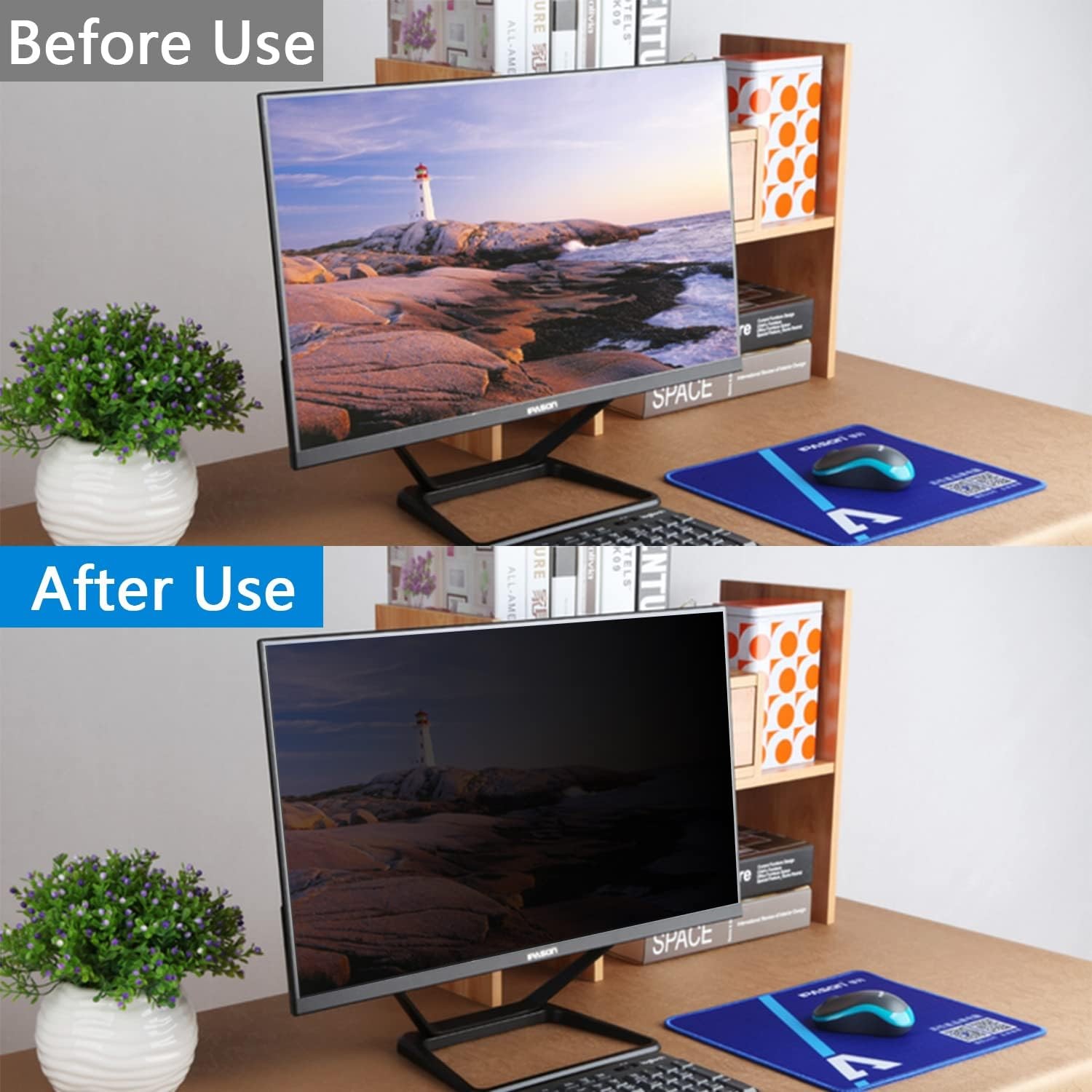 22 Inch Computer Privacy Screen, Removable Anti Glare Filter for Laptop Monitor