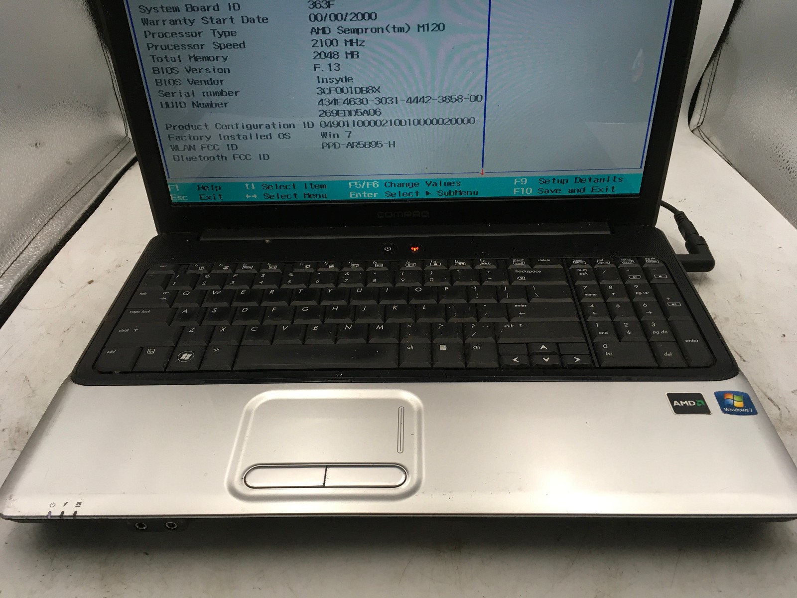 HP PRESARIO CQ81 – BOOTS TO BIOS – AMD SEMPRON M120 – 2GB RAM – READ DESCRIP -BB