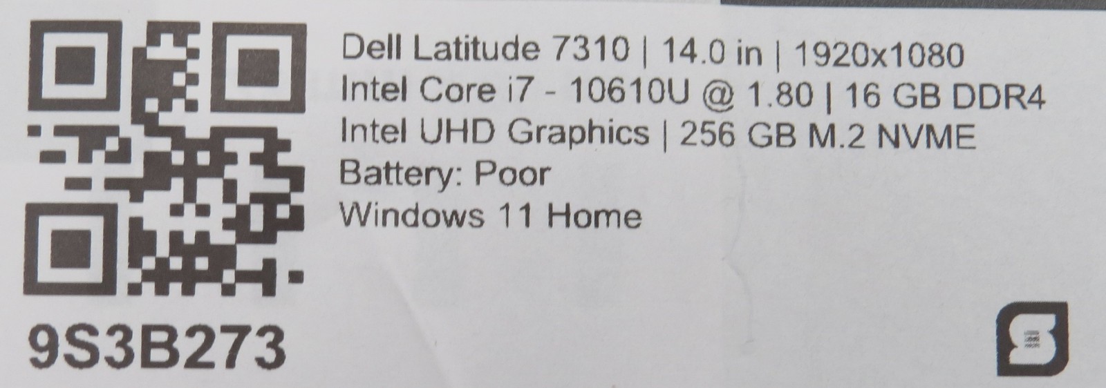 Dell Latitude 7310 | i7-10610U @ 1.8GHz | 16GB / 256GB m2 | 13.3 touch | Win 11