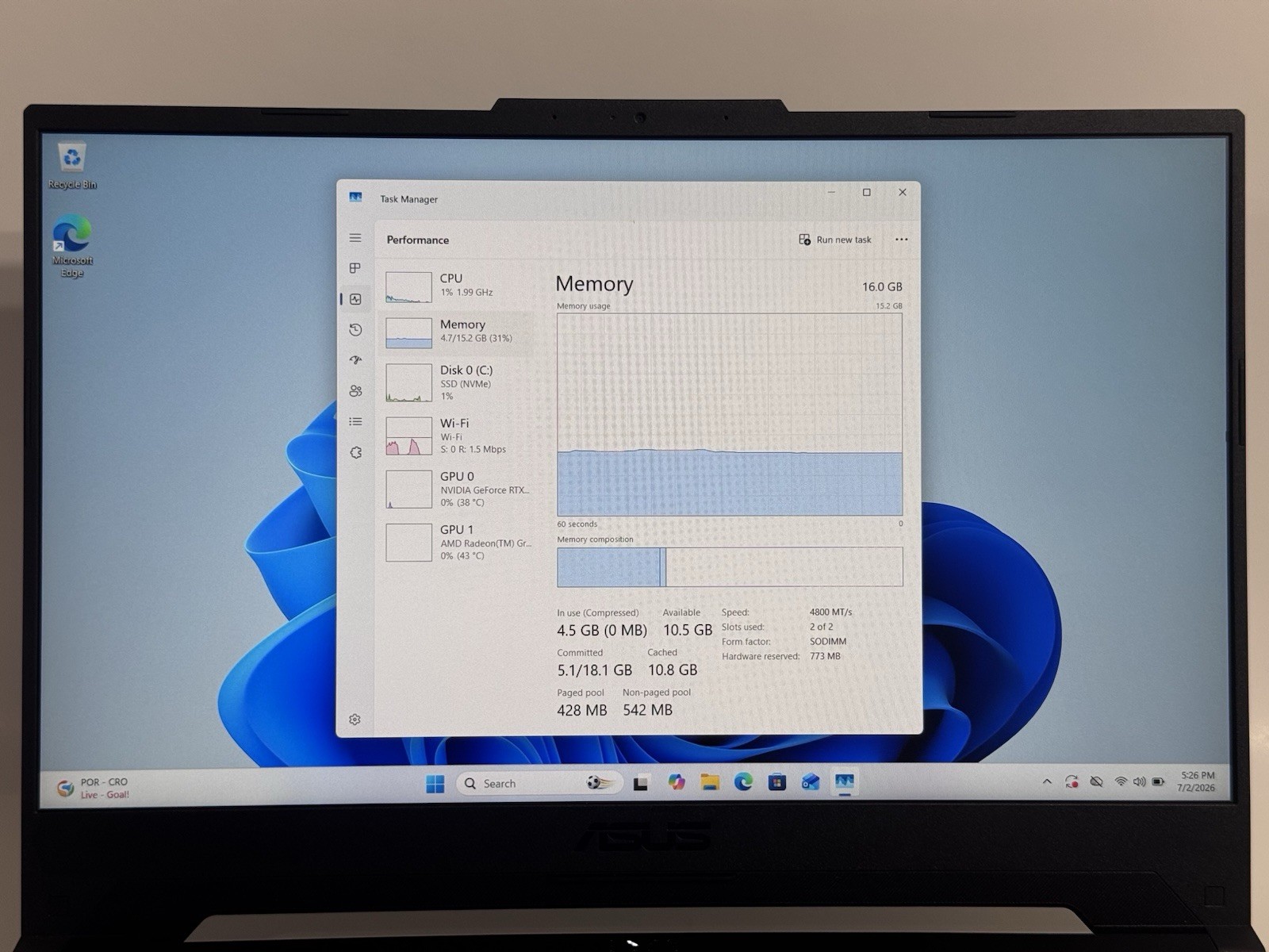 Asus TUF A15 FA507 15.6″ Ryzen 7 7735HS 16GB RAM 1TB SSD GeForce RTX 4060