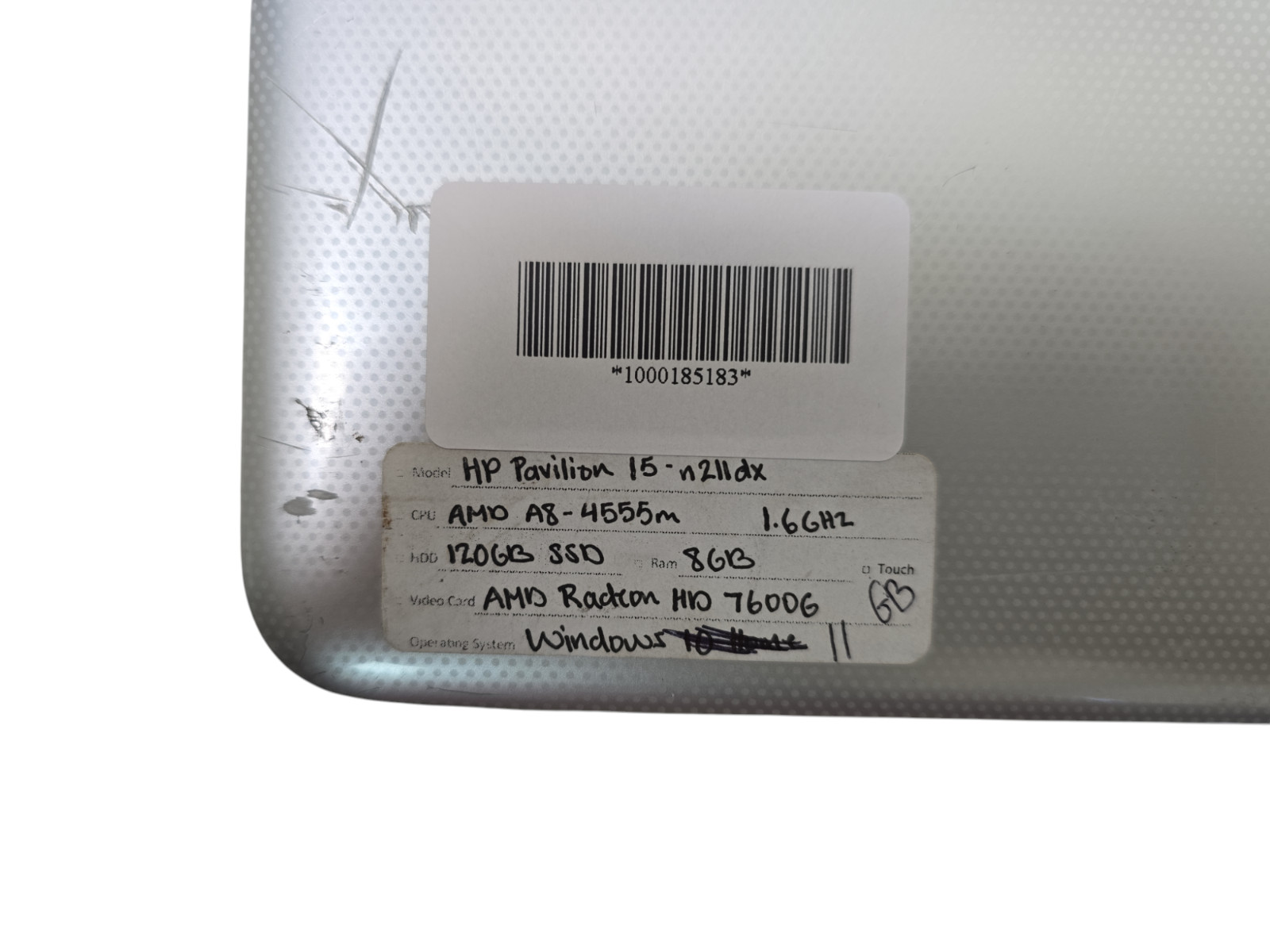 HP Pavilion 15-N211DX AMD A8-4555M@1.6GHz 120GB SSD 8GB Ram Win 11 Tested