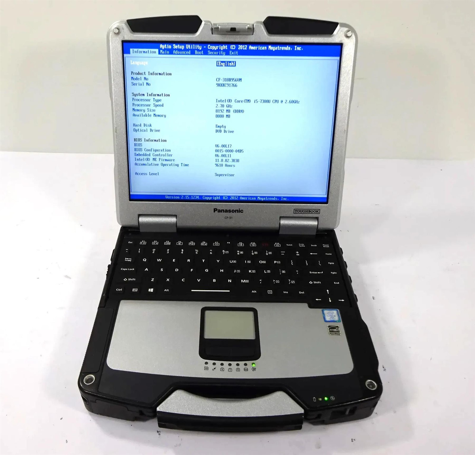 Panasonic Toughbook CF-31 MK6 Core i5-7300U 2.6GHz 8GB RAM – No HDD