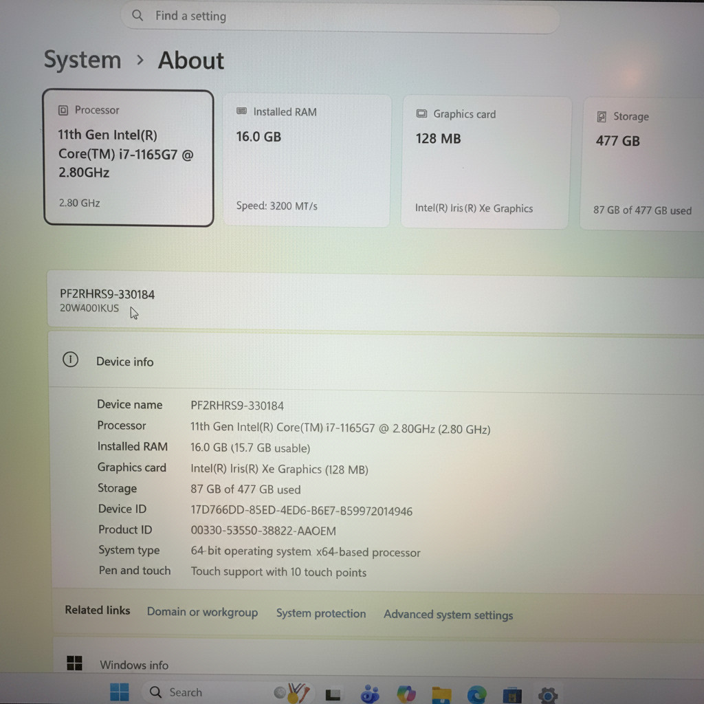 Lenovo ThinkPad T15 Gen 2i i7-1165G7 16GB RAM 512GB NVMe SSD Win 11 Pro