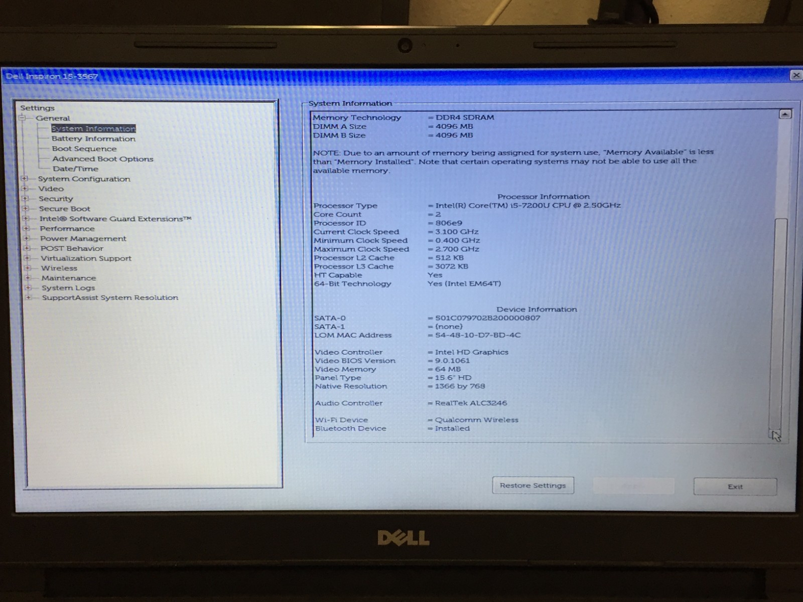Dell Inspiron 15 3567 15.6″ Touch i5-7200U 2.50GHz 8GB RAM 512GB SSD No AC Read