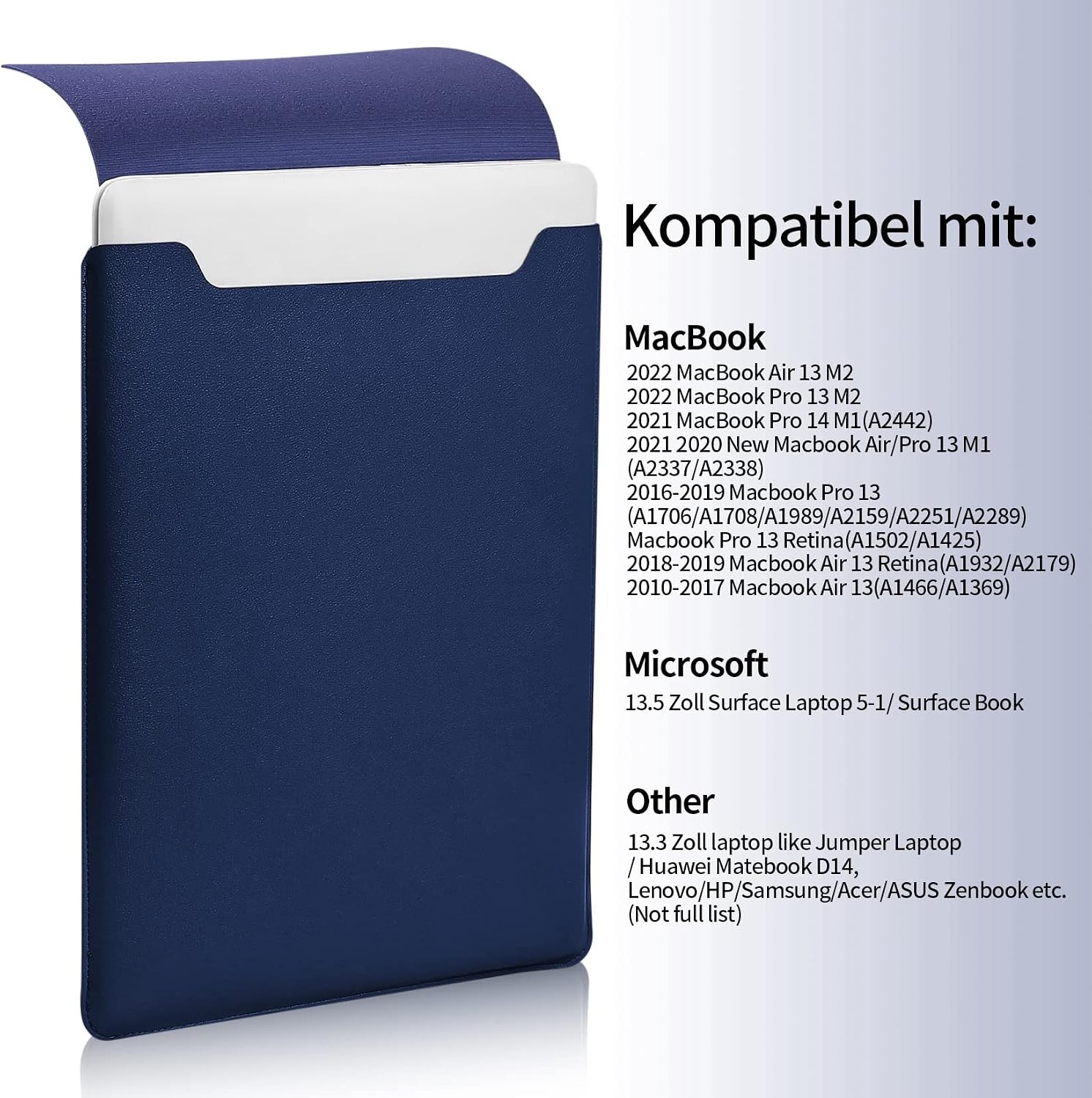 Portable Blue Laptop Sleeve – Padded & Slim Case for 13.3-14 Inch Laptops
