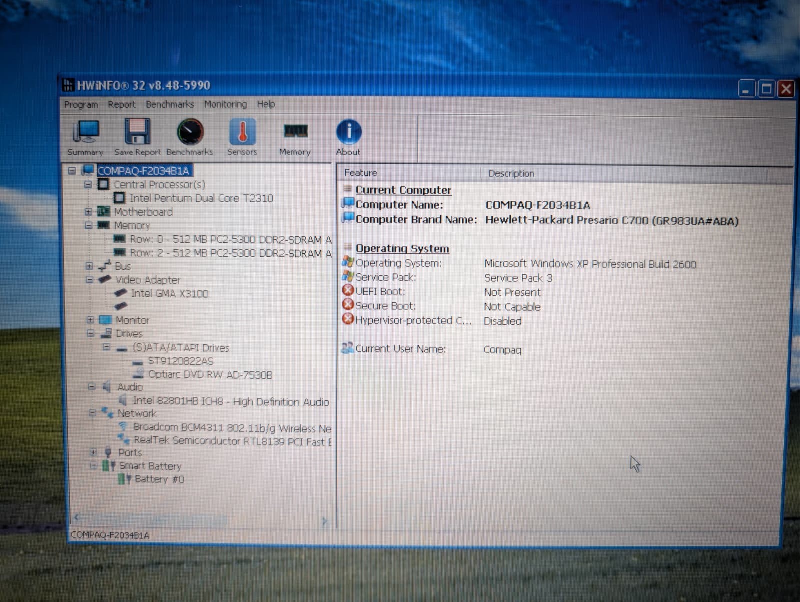 15″ HP Compaq C700 | Pentium T2310 1GB RAM 120GB HDD | Win XP Pro 32-Bit DVD-RW