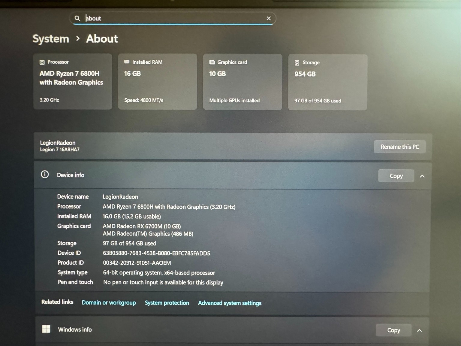Lenovo Legion 7 16″ Gaming Laptop RX 6700M 10GB Ryzen 7 6800H 16GB 1TB SSD + Bag