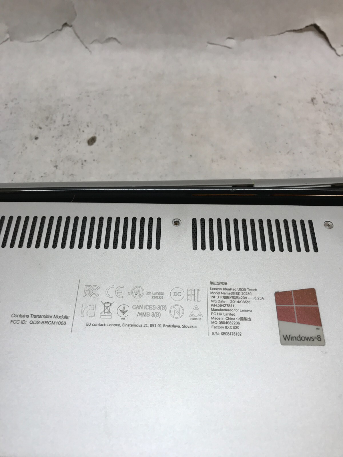 Lenovo IdeaPad U530 Touch 15″ Laptop Intel i7-4510U 2.0GHz 8GB RAM For Parts -DW