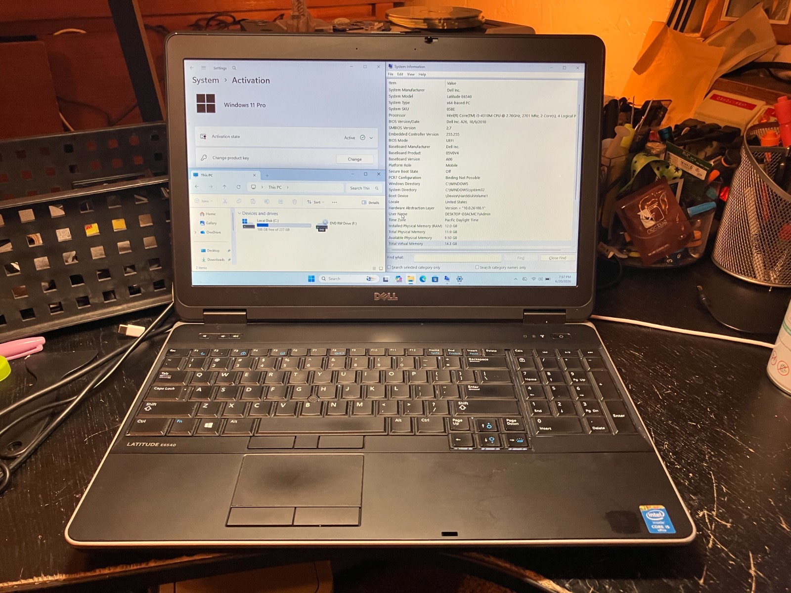 Dell Latitude E6540 15.6″ Laptop i5 2.7GHz 12GB RAM 240GB SSD Win 11 Pro Wifi HD