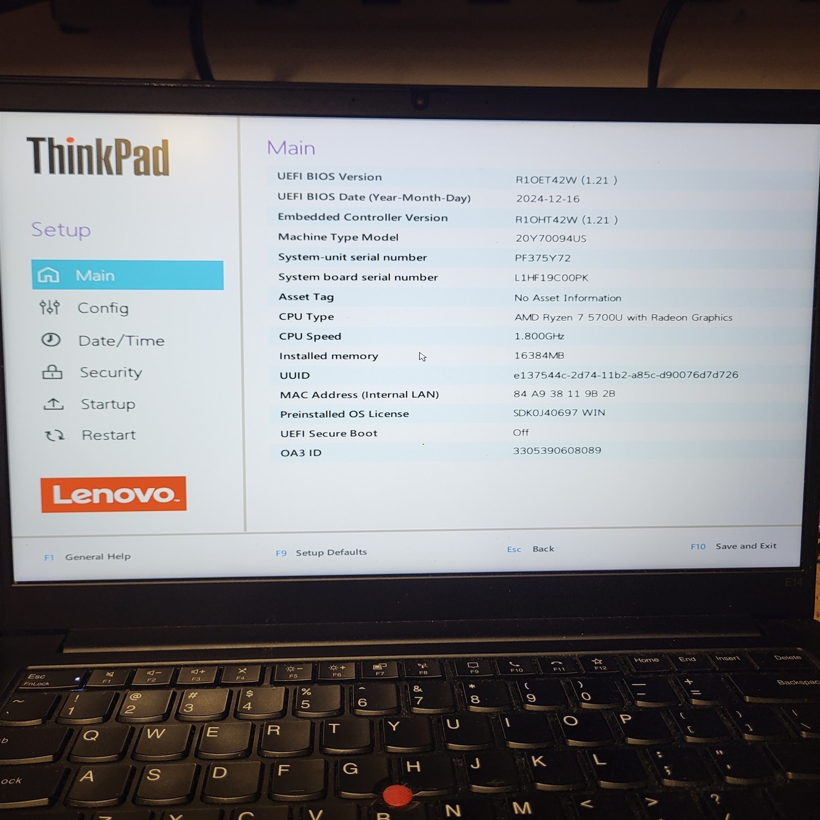 Lenovo ThinkPad E14 Gen 3 Laptop AMD Ryzen 7 5700U 1.8GHz 16GB 256GB SSD w/ OS